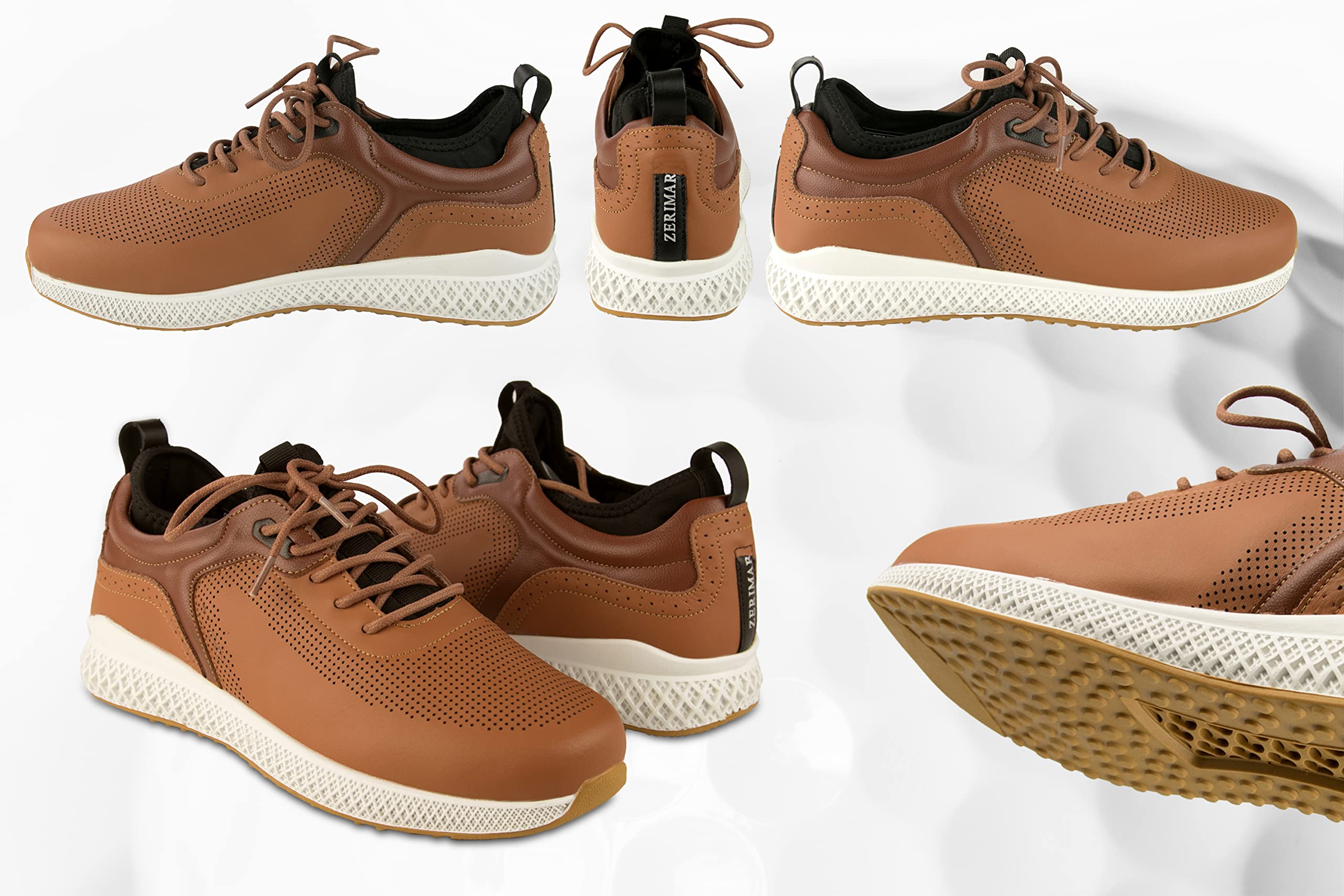Zerimar Calzado Golf para Hombre | Zapatos Hombre Piel | Zapatos de Golf Hombre | Zapatos Deportivos de Cuero | Zapatos de Golf | Color: Marron Talla 42