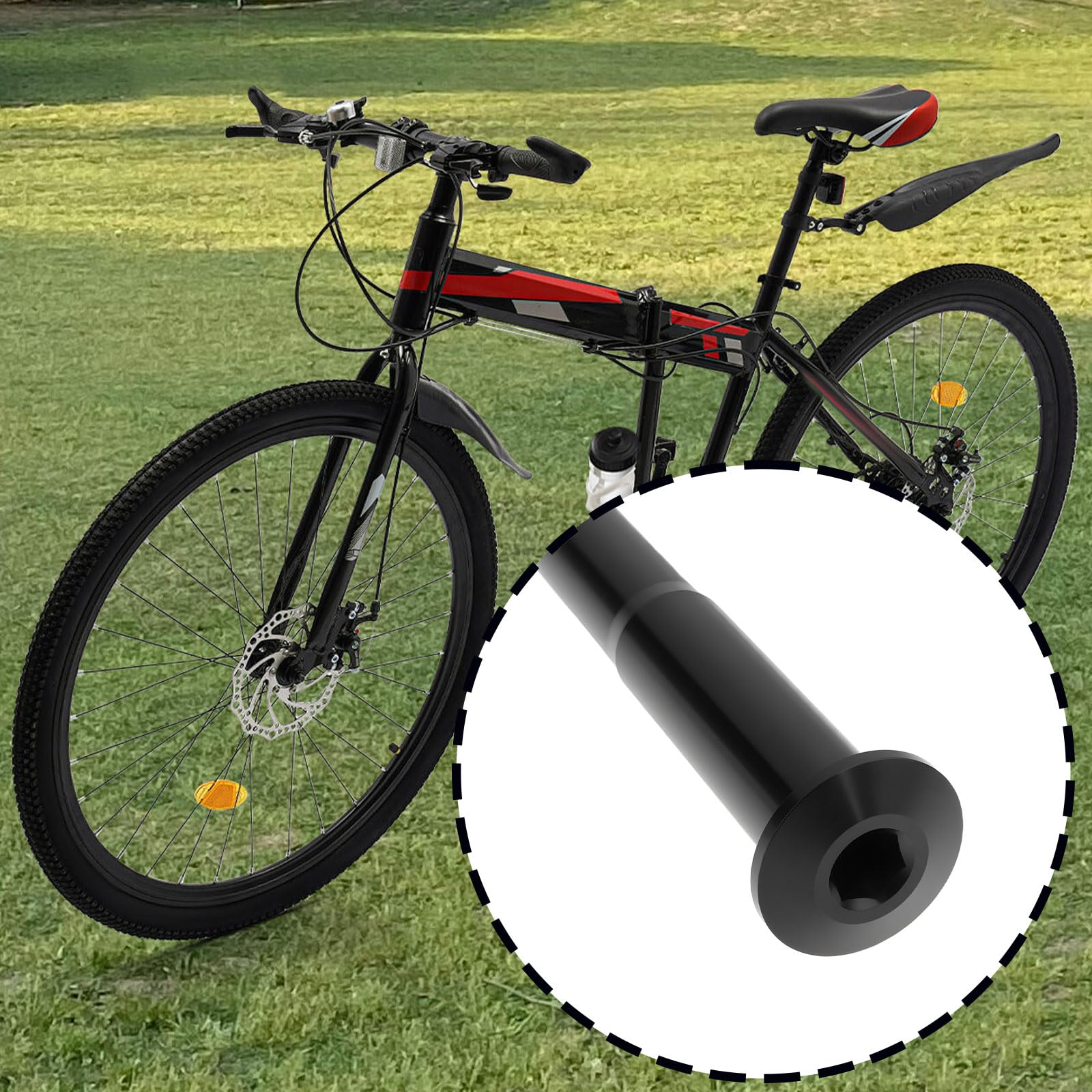 Oś tylna rowerowa M12x1.5 Długość 175mm Adapter aluminiowy do piasty rowerowej do rowerów górskich i szosowych, kolor czarny