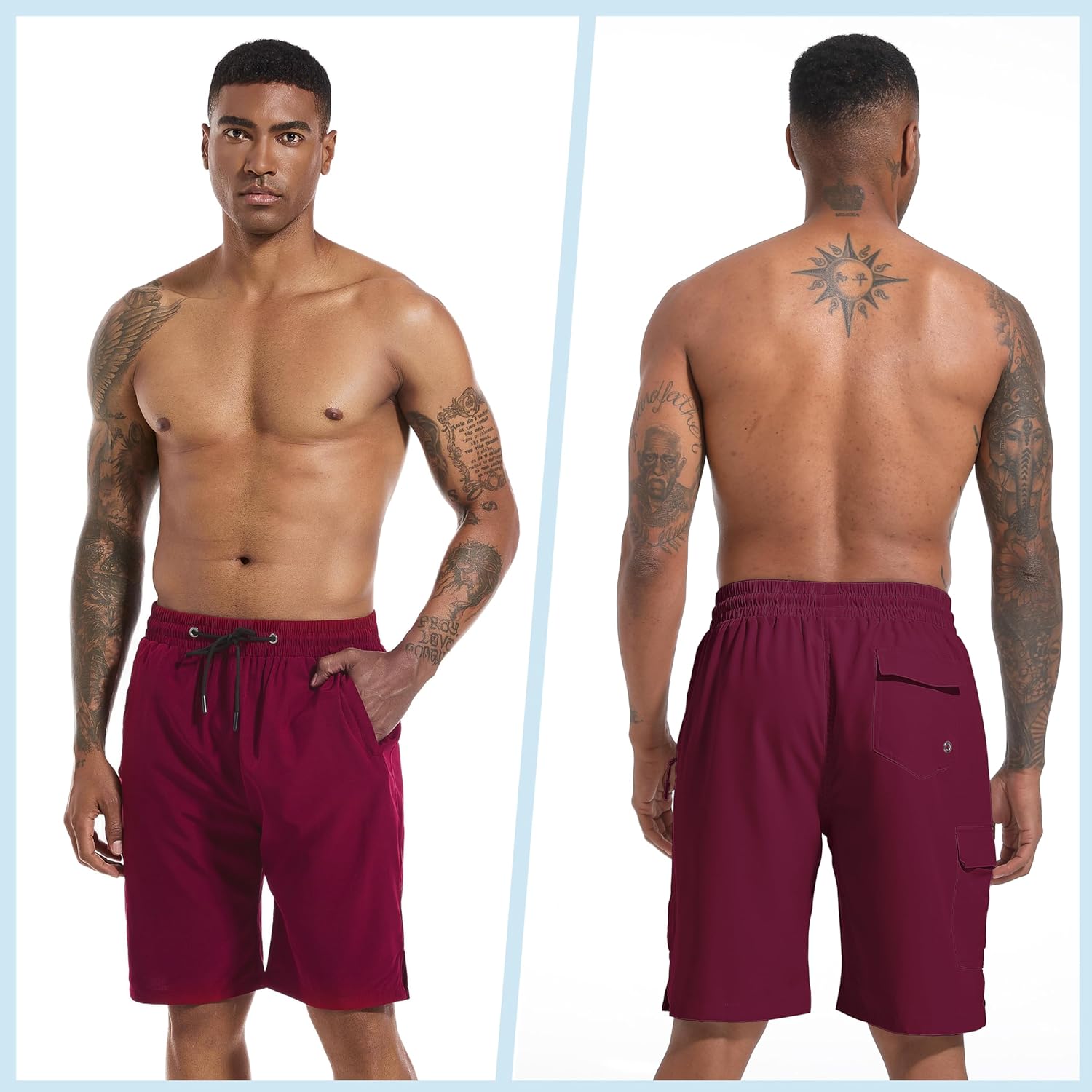 Men's Swim Trunks Quick Dry Board Shorts with Zipper Pockets Beach Shorts Bathing Suits for Men - No Mesh Liner - Image 2