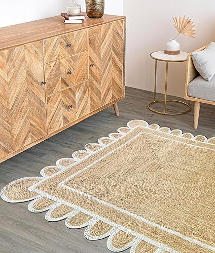 Miniatura 9 de Shiv Shakti Exports - Alfombra de yute festoneada hecha a mano, trenzada de yute, de fibra natural, alfombra de piso (4 x 6 pies  47.2 x 70.9 in)