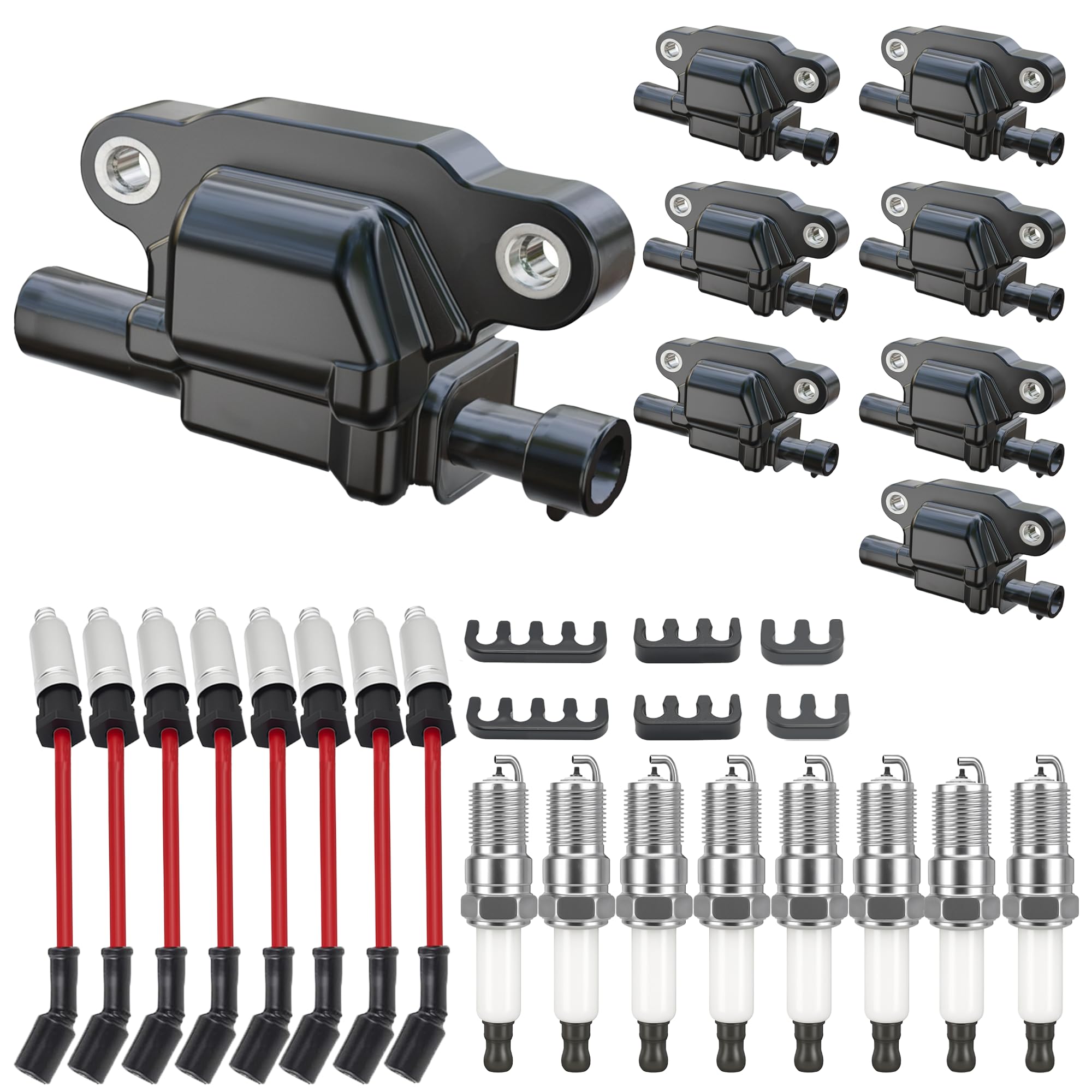 Photo 1 of UF413 Square Ignition Coils Pack/Spark Plug Wires/Double Iridium Spark Plugs for Chevy Silverado Express 1500 2500 3500 Tahoe GMC Yukon XL Sierra Cadillac CTS Escalade 4.3L 4.8L 5.3L 6.0L D510C