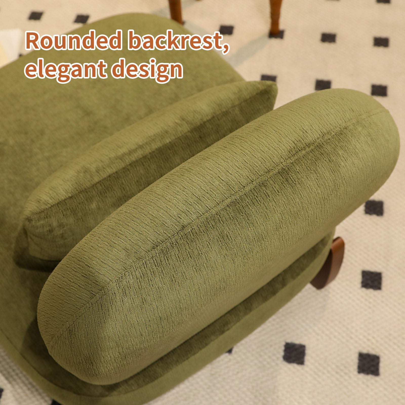 Gemütlicher Samt Sessel Wohnzimmer, Niedlicher Armlehnloser Loungesessel mit Massivholzbeinen, Lesesessel Schlafzimmer für Wohnung, Balkon, Wartezimmer (grün)