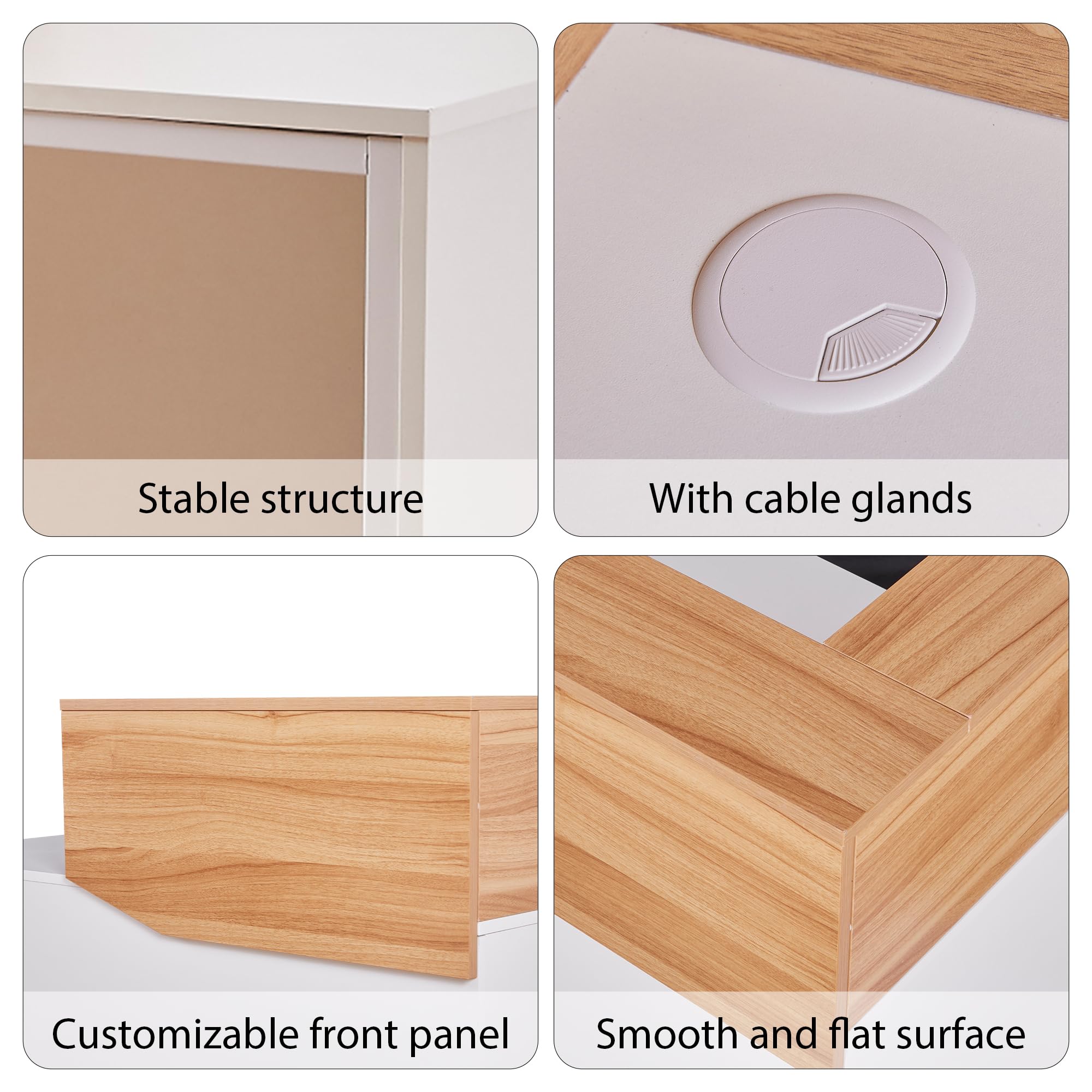 Mostrador de Recepción Moderno 120 cm en Madera, Escritorio Profesional con Organizador de Cables Mueble de Recepción para Peluquerías, Centros de Belleza, Tiendas, Hoteles y Oficinas