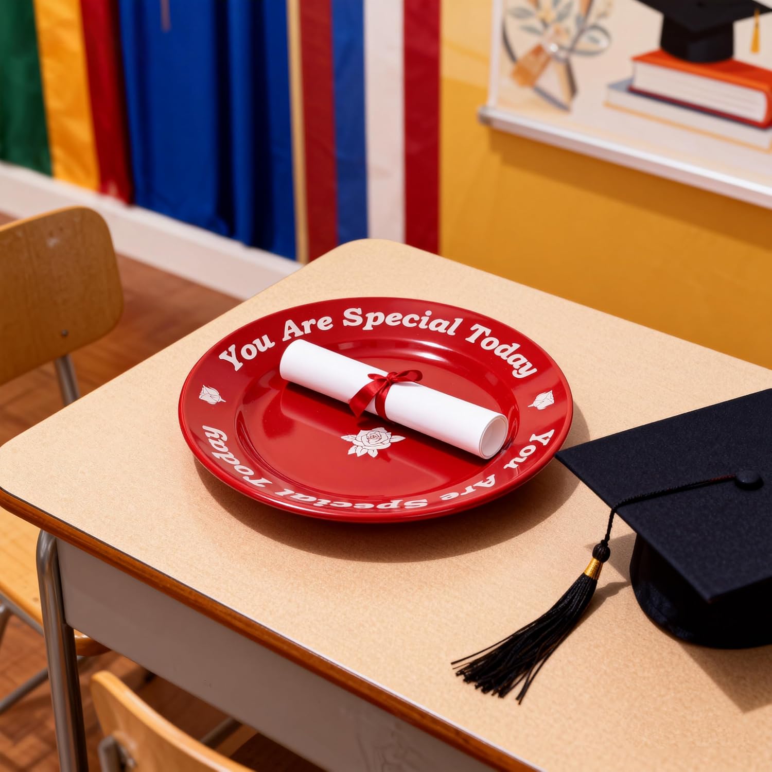 You Are Special Today Red Plate -10.6" Ceramic Celebration Plates for Birthdays, Anniversaries, Weddings, Graduations, Baby Showers, Milestones, and Etc. (2)