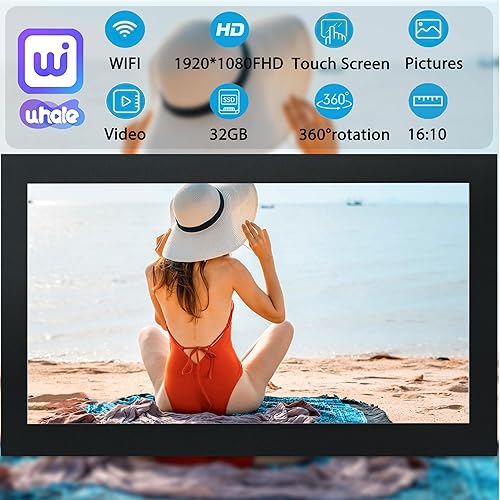 Vista 6 de Marco de fotos digital, marco de fotos digital grande de 15.6 pulgadas, WiFi, pantalla táctil FHD 1920 x 1080, espacio de almacenamiento de 32 GB
