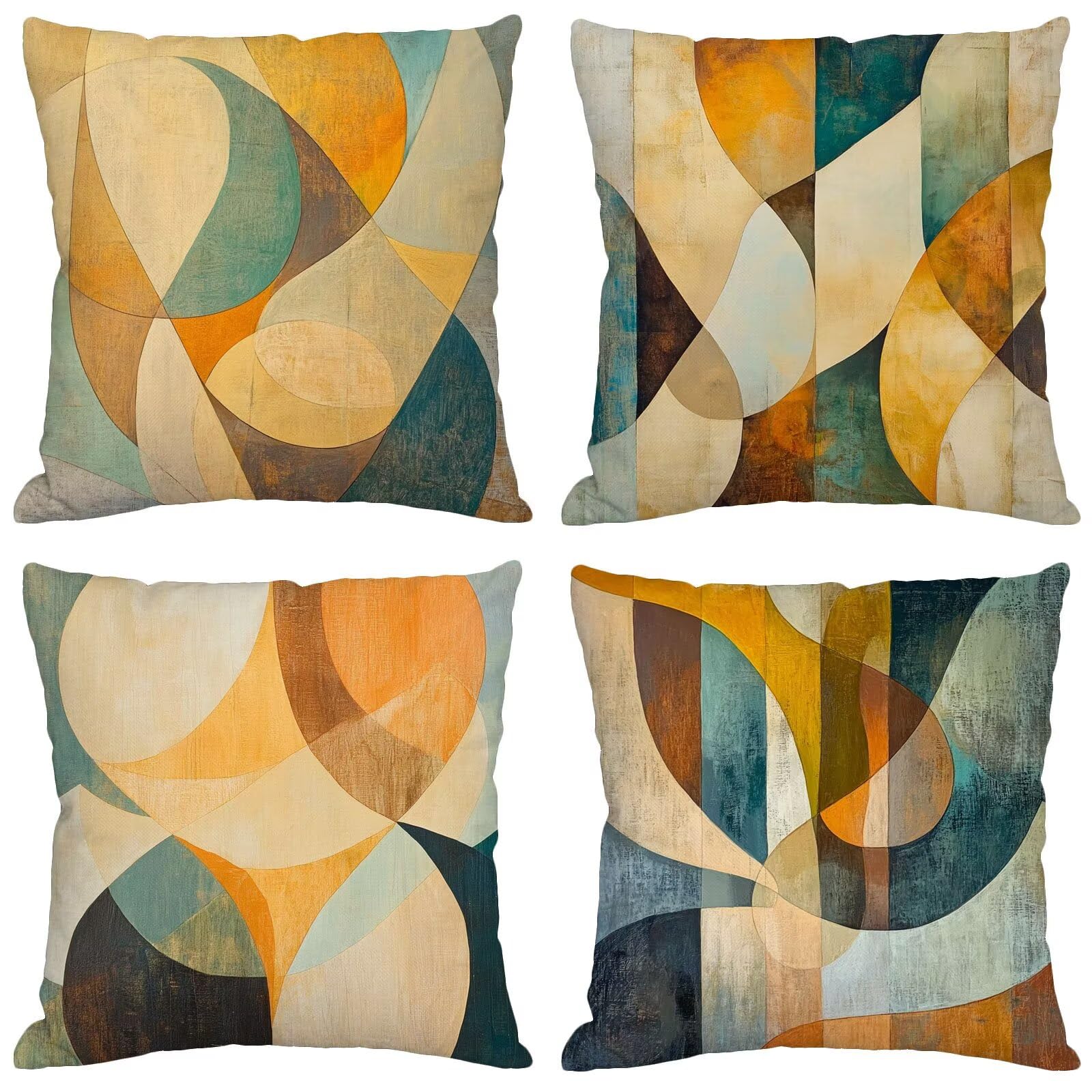 Taie oreiller coloré lin style abstrait pour coussin extérieur imperméable de terrasse