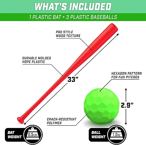 Miniatura 4 de GoSports LotBall Juego de Bate y Pelota de Béisbol para Patio Trasero - Juego de Béisbol de Plástico para Niños