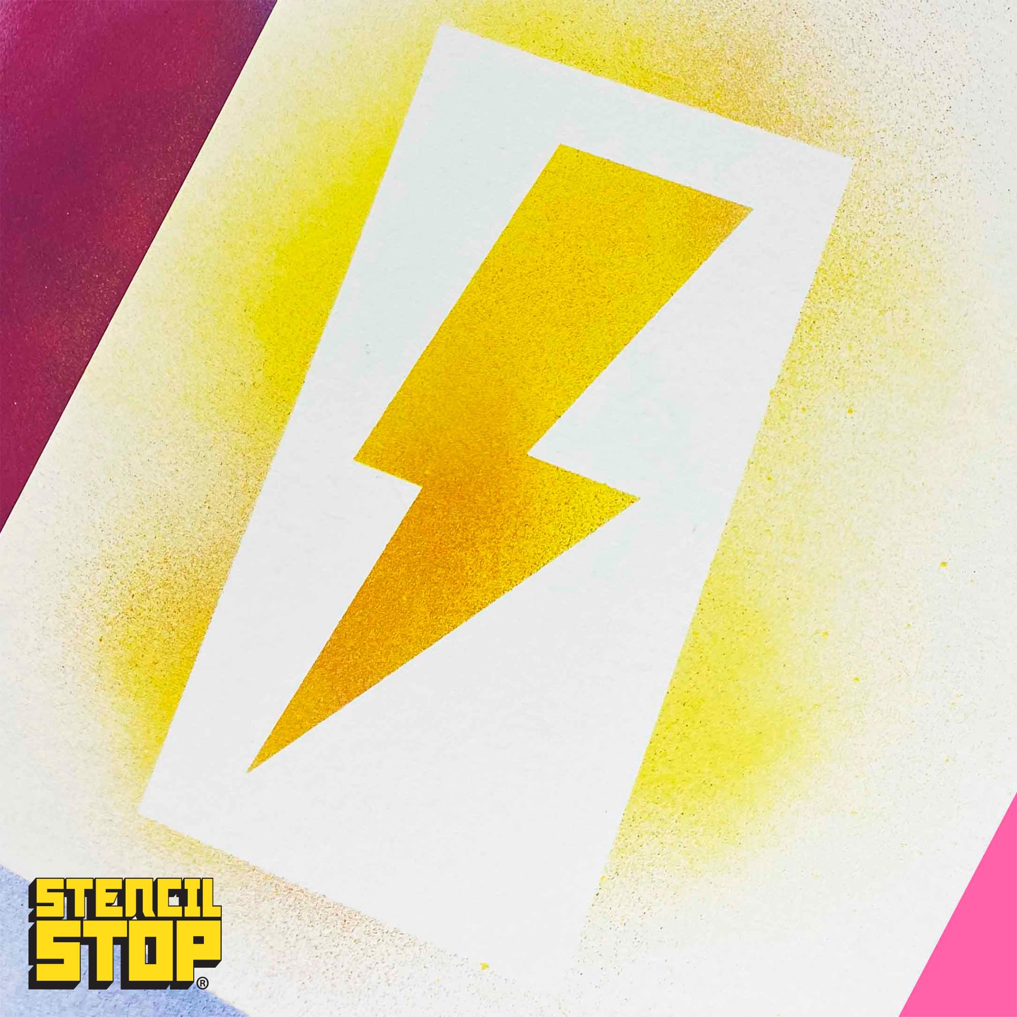 Stencil Stop Szablon Lightning Bolt – 19 x 45 cm – szablony wielokrotnego użytku do malowania na drewnie, ścianach, tkaninach i skałach, trwały plastik mylarowy 14 ml do majsterkowania i projektów