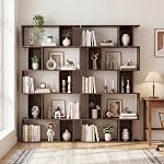 5-Tier Geometric Bookcase, S-Shaped Bookshelf with 10 Open Storage Cubes, Modern Room Divider Shelves, 62” Tall Decorative Display Shelf for Living Room Home Office (1, White)