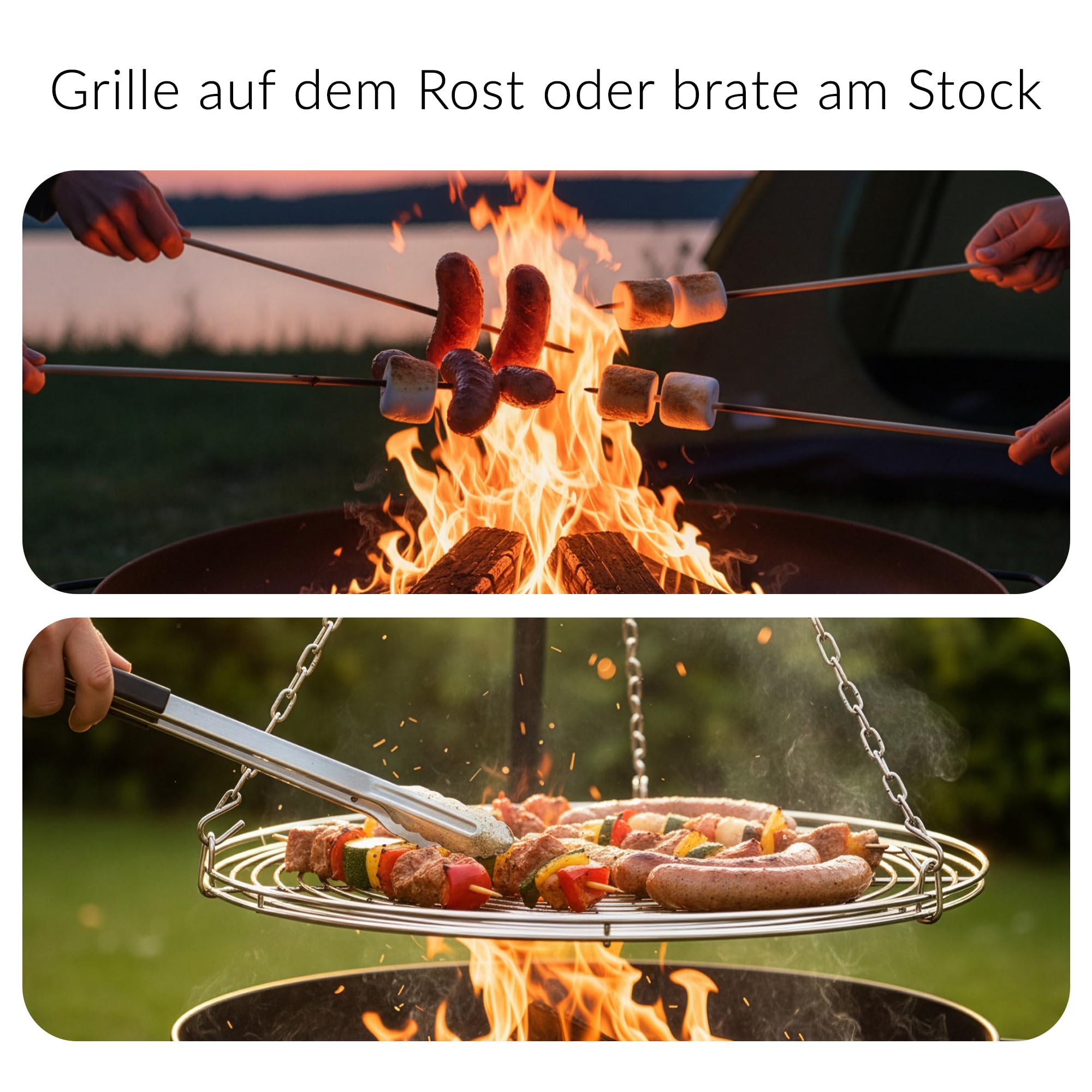 LEHMANN Brasero Exterieur Barbecue Ø 60 cm avec Grille de Cuisson - Grande Brasero de Jardin pour Terrasse la Jardin - Structure en Acier - Robuste et Durable - Noir - 12 kg