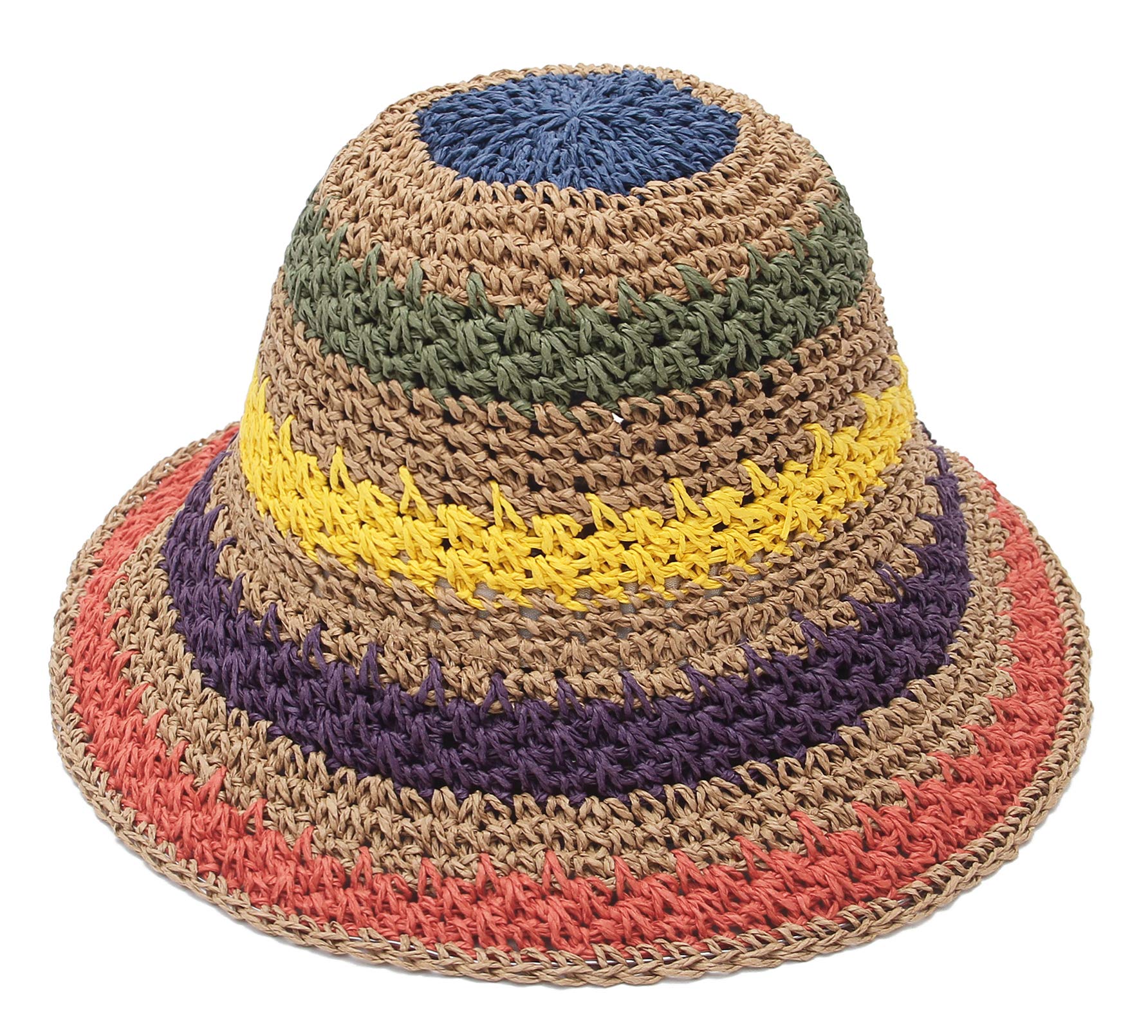 GEMVIE Sombrero de Paja Mujer para Playa Transpirable Sombreros del Sol con Visera Estilo Mexicano Colorido Pamela al Aire Libre