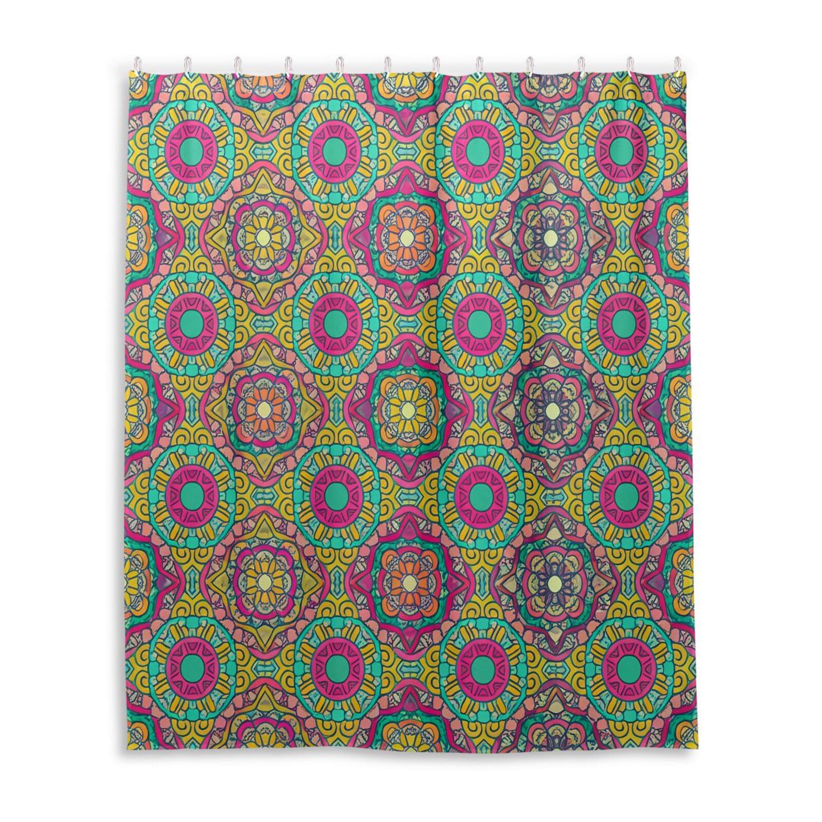 DUOBU Colorful Pattern Shower Curtain Washable Waterproof Fabric Bath Curtain 60x72Inch Shower Curtains with Hooks for Bathroom Decor