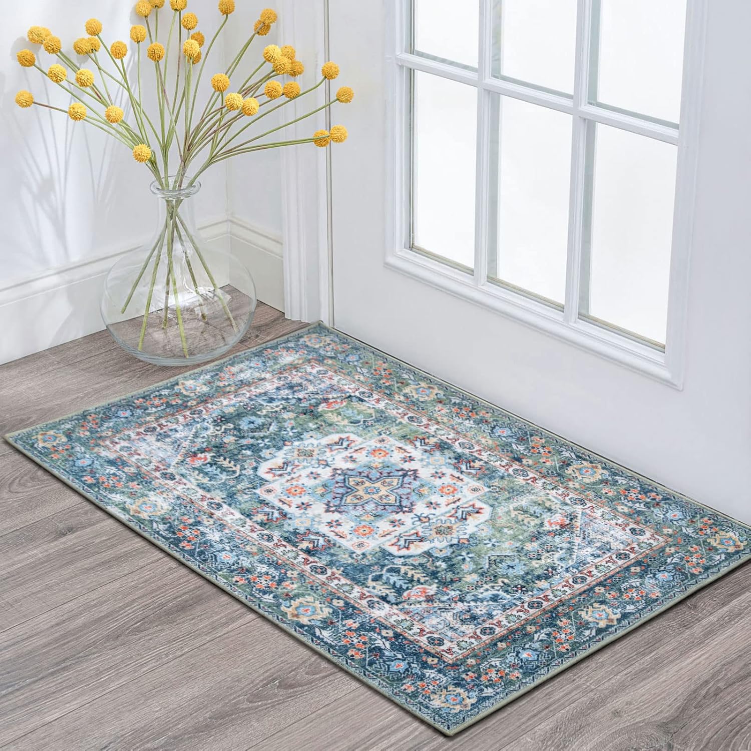 Taleta Kalina Washable Door Mat, Foldable Traditional Persian