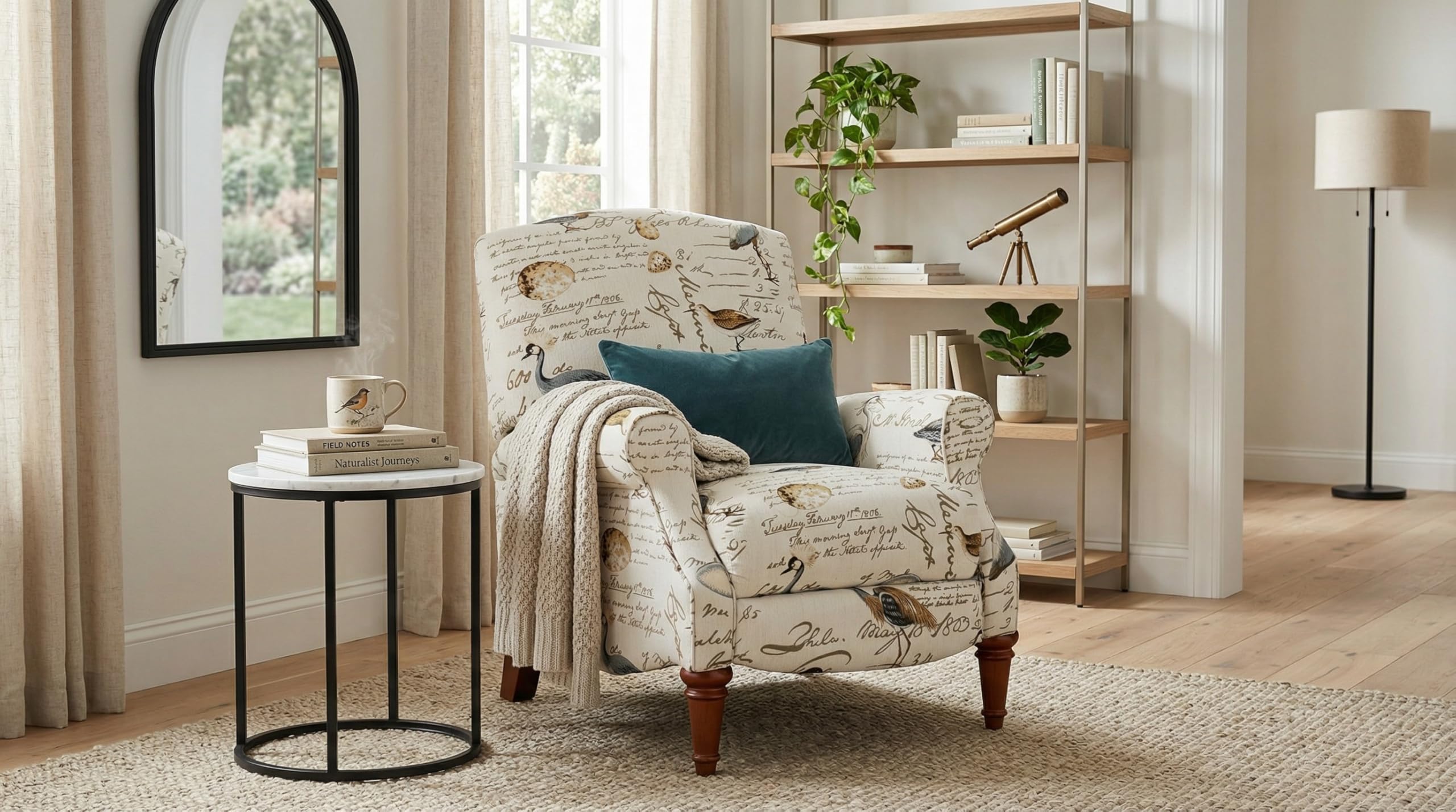 Sunset Trading Accent Recliner, Ivory/Brown/Gray