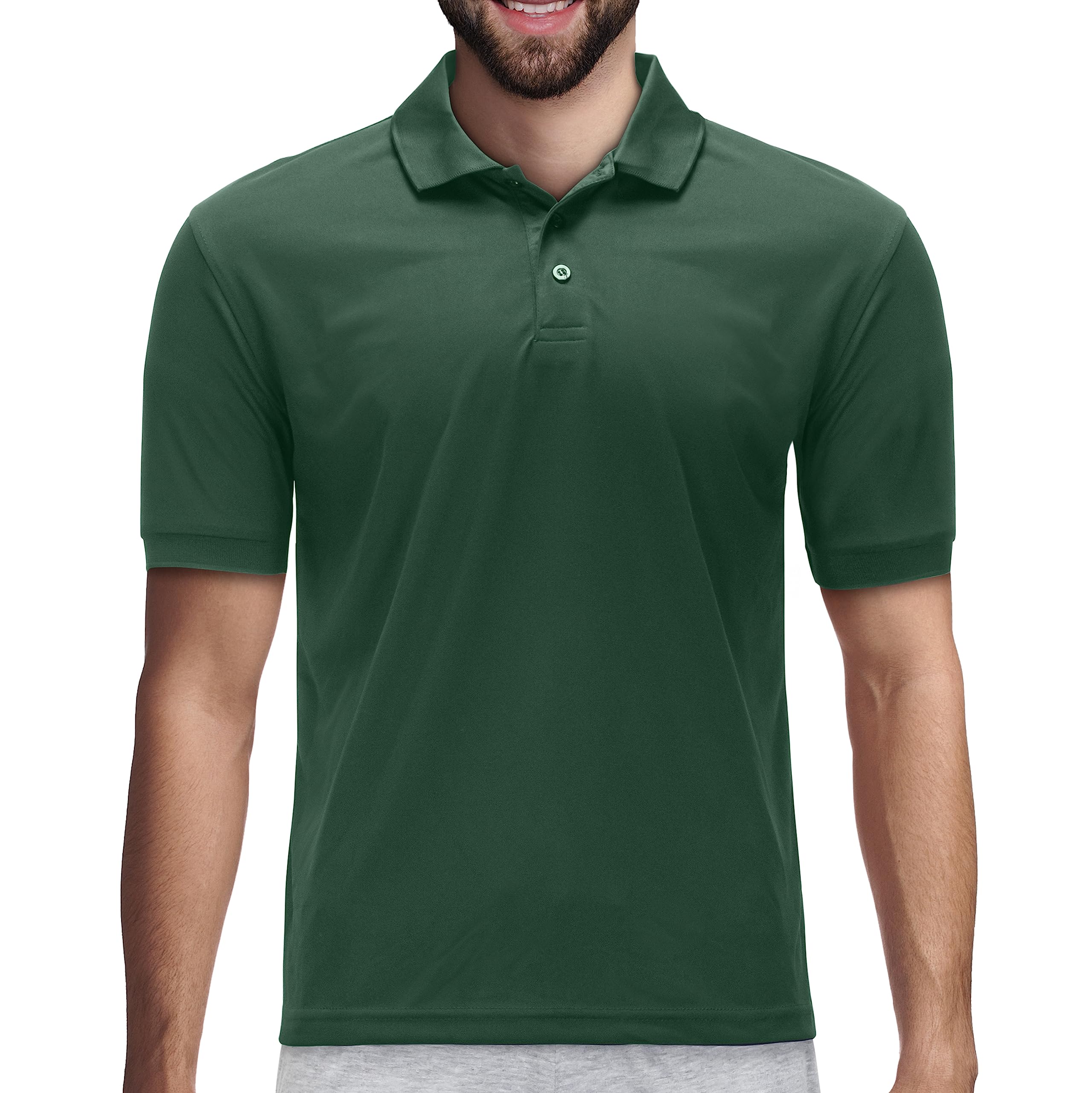 Premium WearMen's Polo T-Shirt, High Moisture Wicking Dry Fit Performance Short-Sleeve Polo T-Shirt w Collar for Golf Tennis