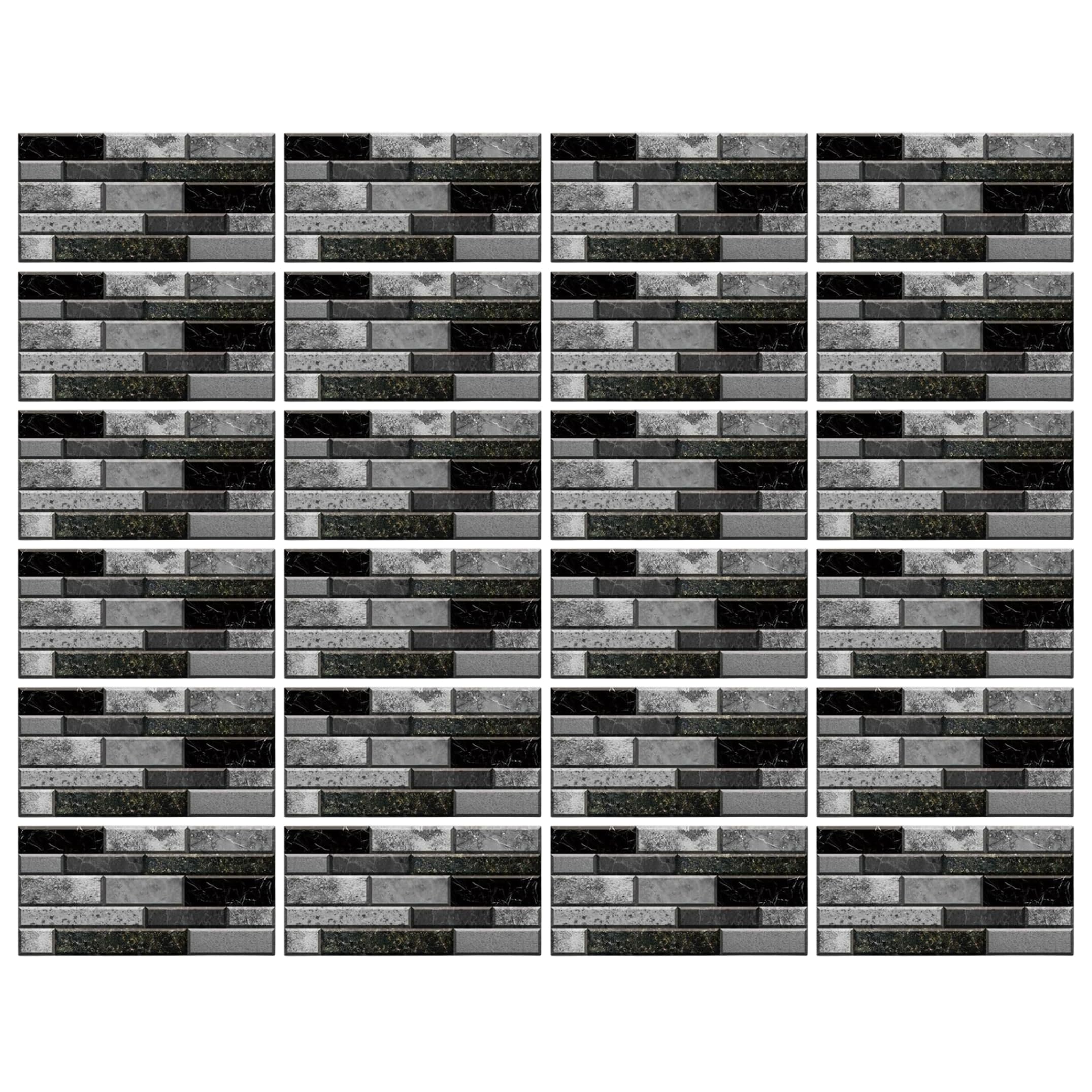 Sjfbebsy Kitchen Backsplash Tile 24Pcs Waterproof 3D Visual Black Peel and Stick Backsplash