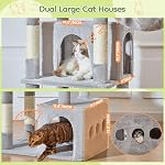 Taoqimiao 72 Inch Cat Tree, XXL Cat Tower for Indoor Cats Large Adult 25Lbs+, Extra-Large Platform, 2 Cat Houses, 7 Scratching Post, Extra-Sized Durable Hammock, Cozy Basket, Light Gray, F20W