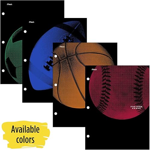 Miniatura 2 de Five Star Carpeta, 4 bolsillos, carpeta de papel resistente al agua, diseños deportivos surtidos, diseño seleccionado para ti, 1 unidad (33176)