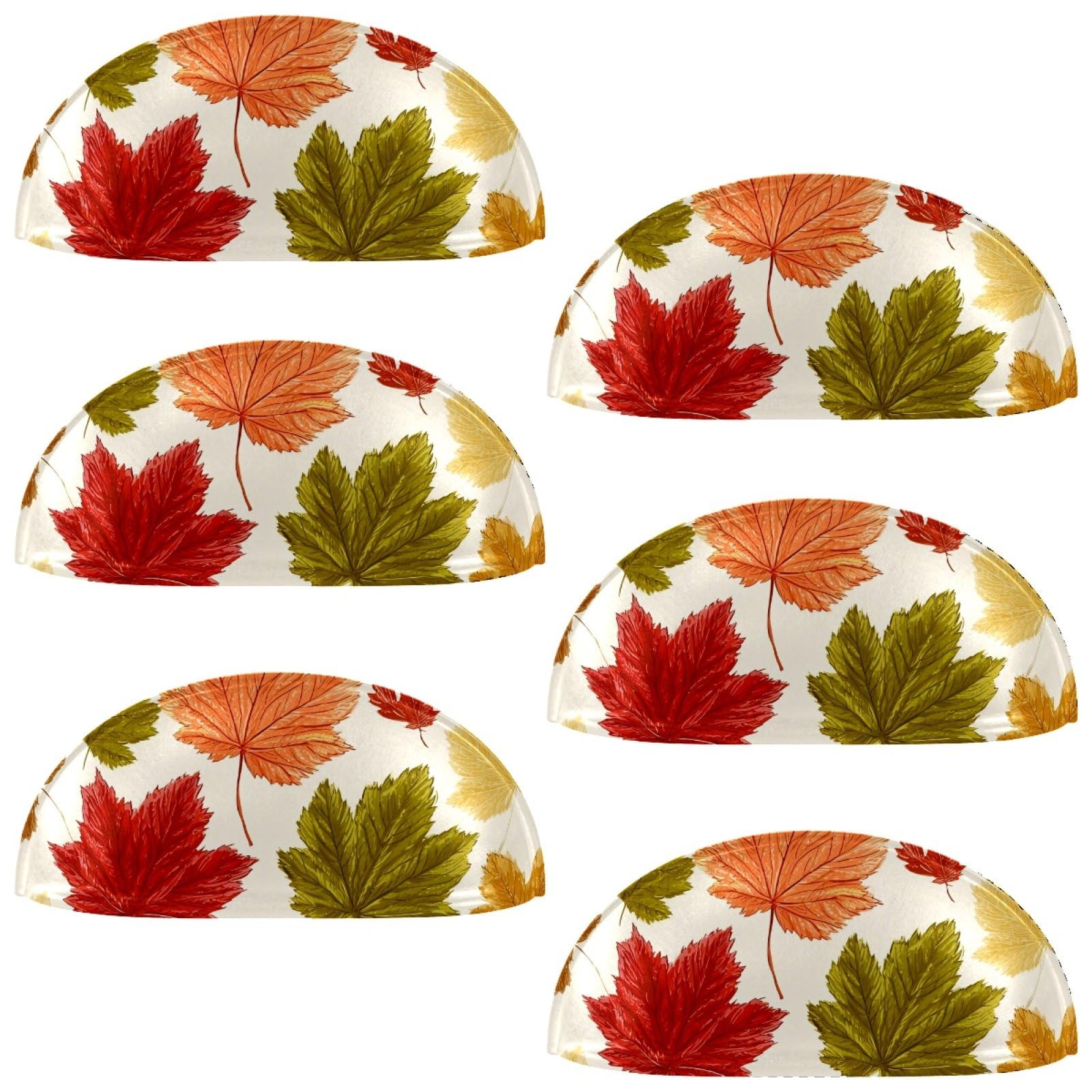 etoenbrc 6 Pcs 3.4 Inch PBT Cup Cabinet Pulls Thanksgiving Maple Leaf Drawer Handles, Kitchen Hardware Pulls for Cupboard,Wardrobe,Dresser Drawer