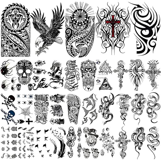 MAYCREATE 35 Sheets Temporary Tattoo Stickers Large