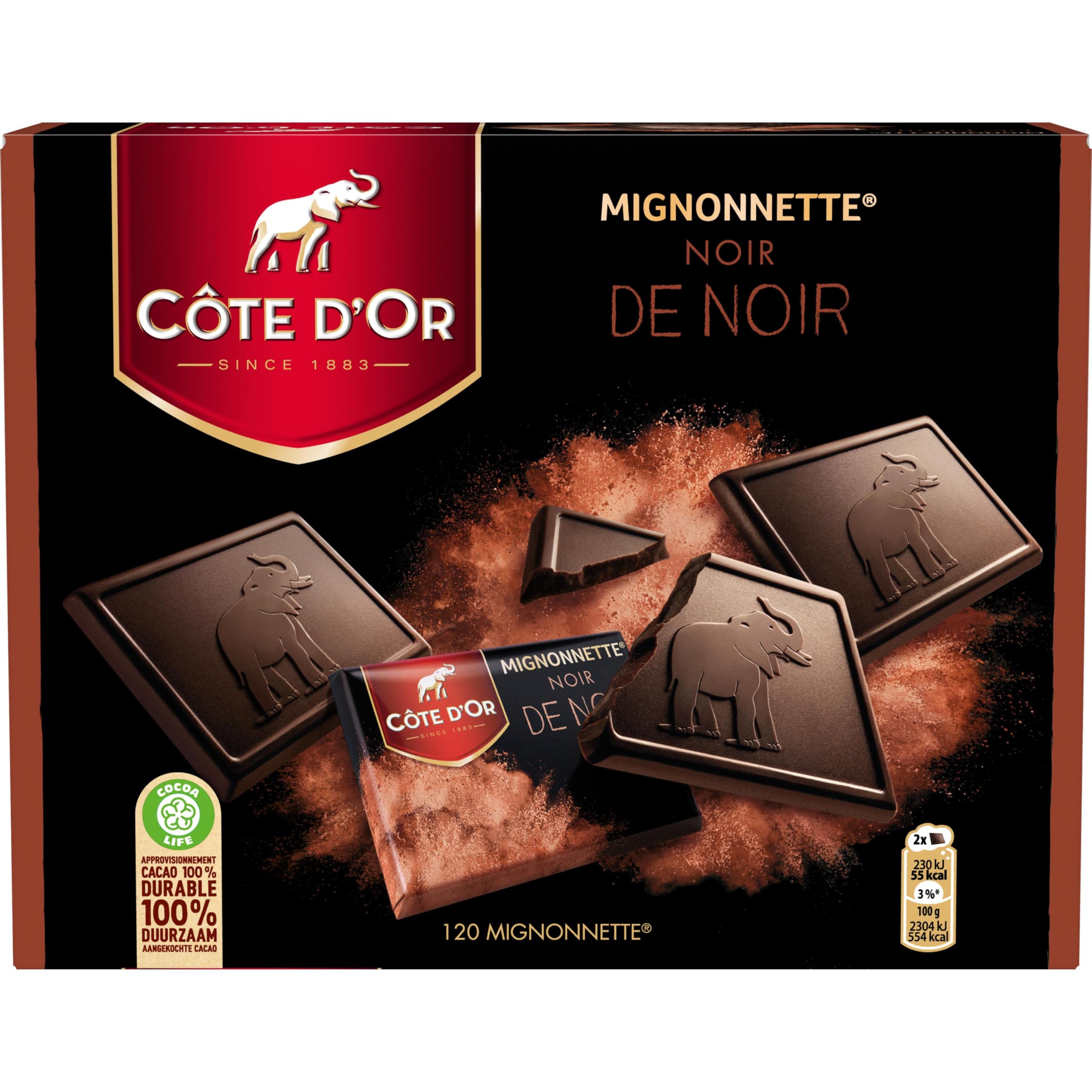 Côte d'Or Mignonnette Noir de Noir - Carton de 120 x 10 g - 1,2 kg