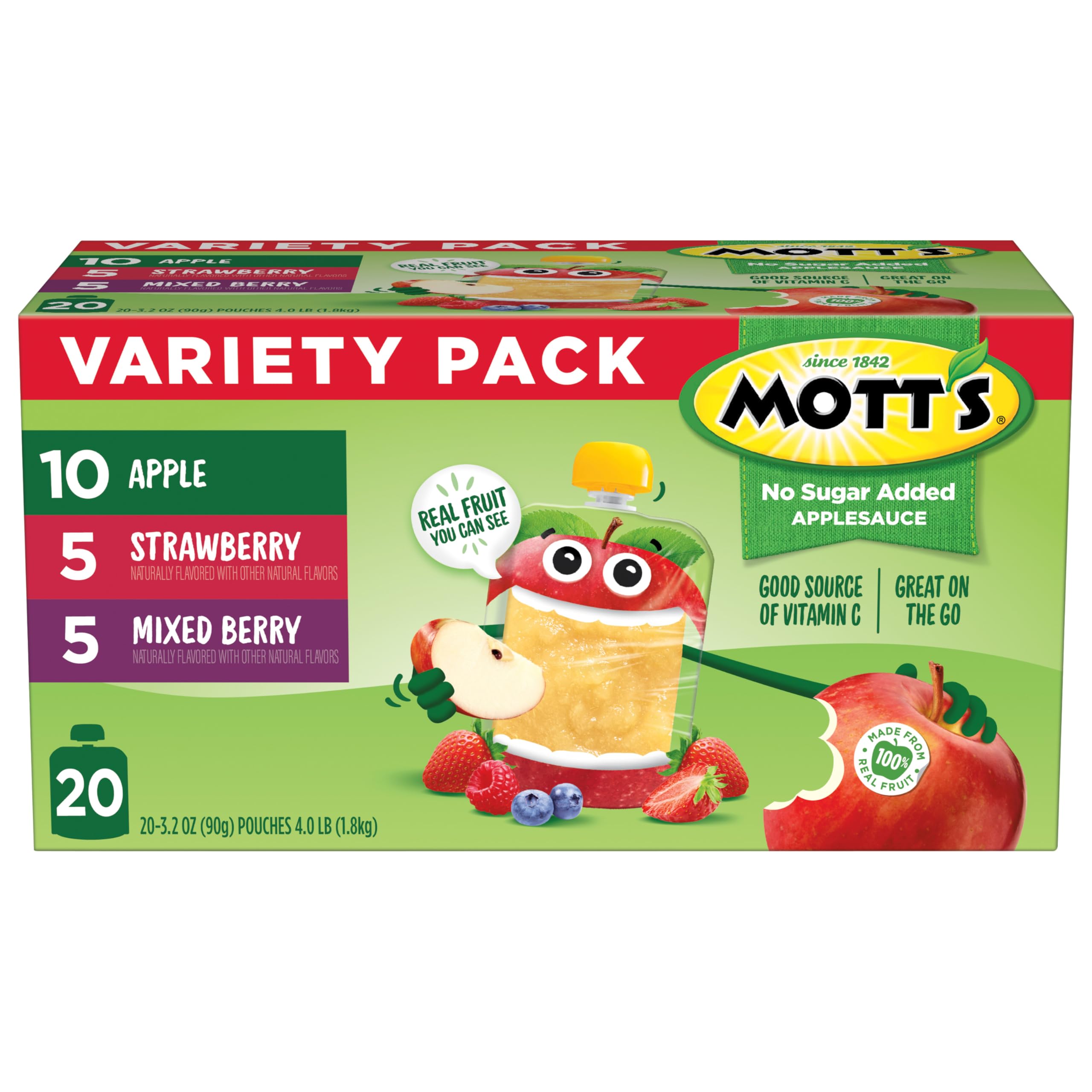 Motts No Sugar Added Applesauce Variety Pack 3 Flavors Apple Strawberry Mixed Berry Made from Real Fruit No — view 11