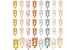 40 Pieces Mini Resin Cat Pendant Charm Kit