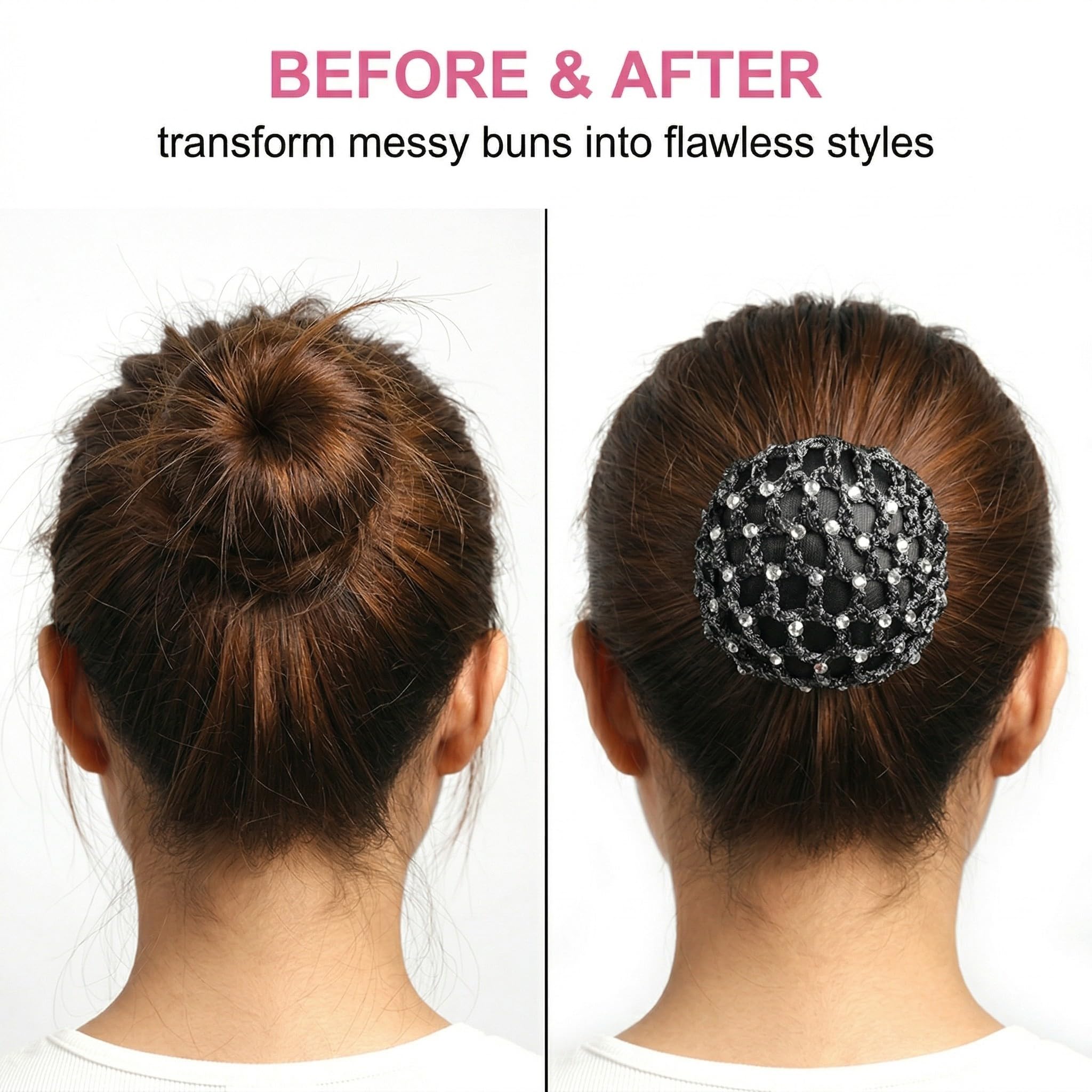 Retina per Capelli Chignon 2 Pezzi Nero – Invisibile, con Elastico per Danza, Balletto, Sport & Acconciature Perfette e Resistenti.