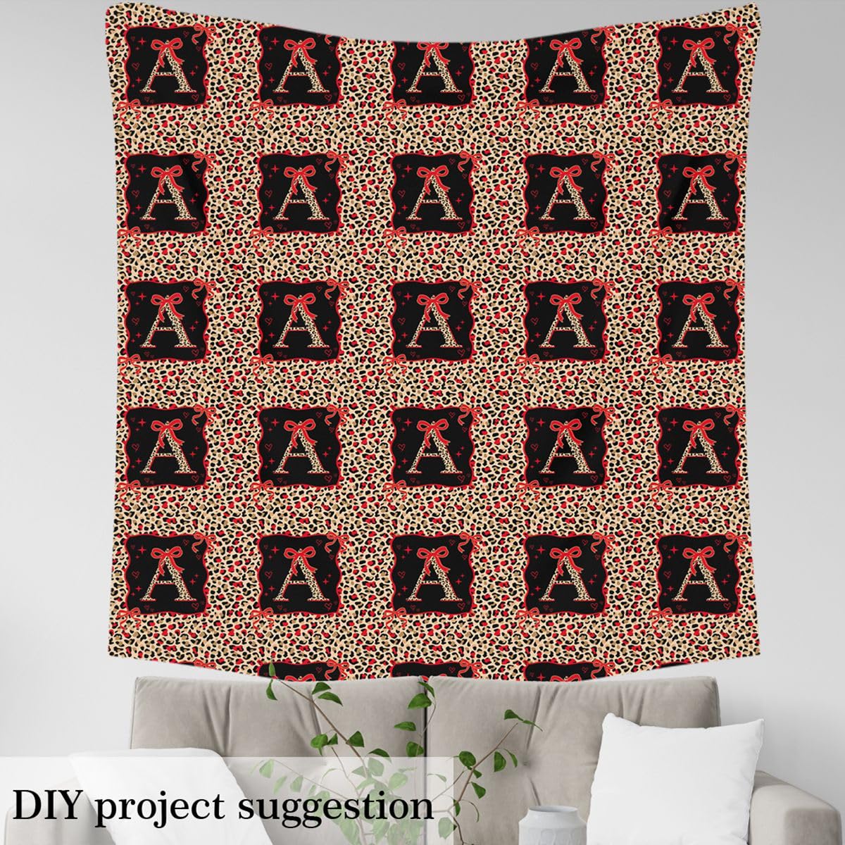Homemissing Rosso marrone leopardo Tessuto 460x150cm rosso Bowknot Tessuti per cucire artigianato lettera iniziale una morbida flanella arredamento interno per casa fai da te progetti Cute Girly Bow