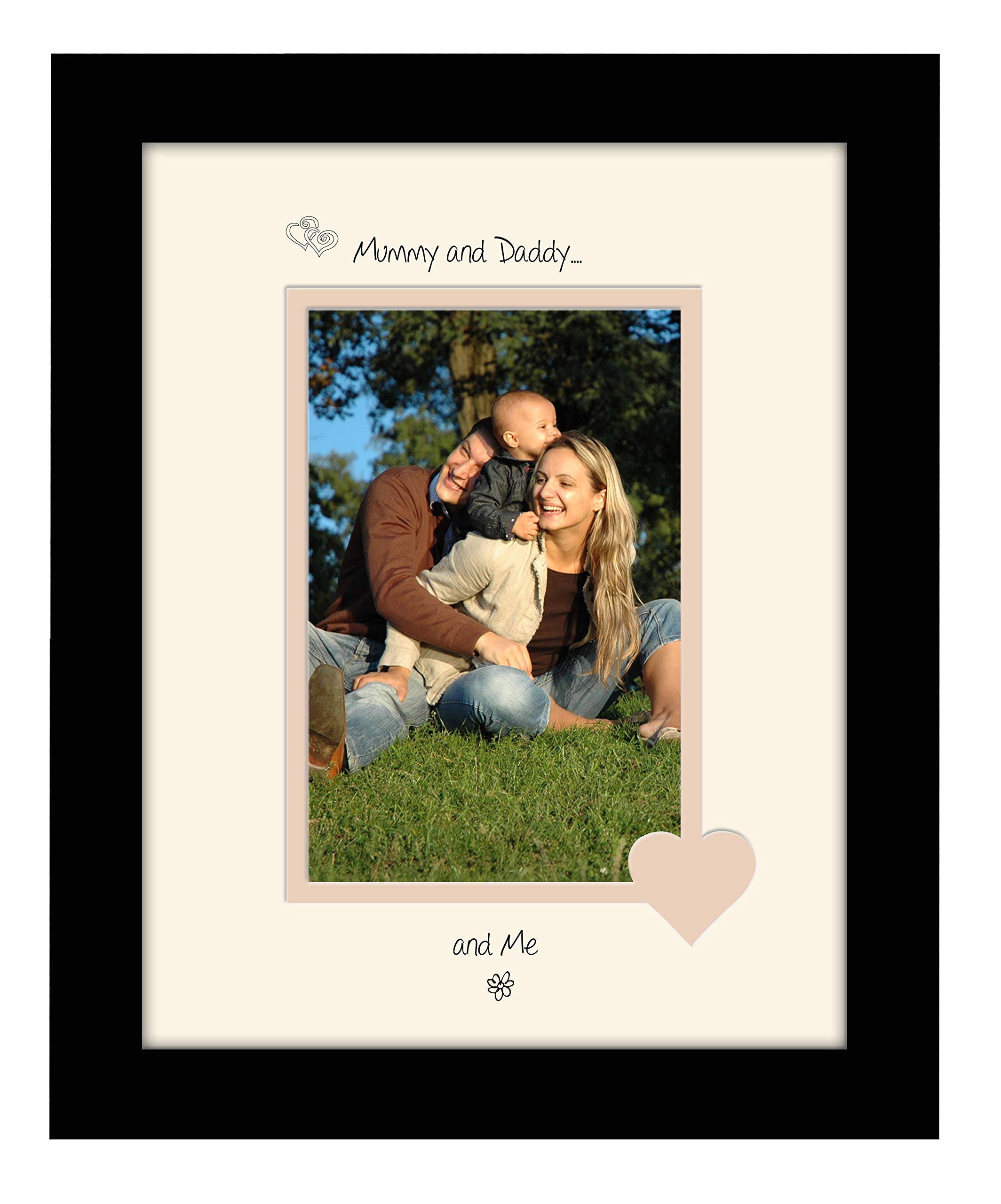 Photos In A Word Black Finish Frame Cream Mount Beige Inside Mummy & Daddy Photo Frame Mummy & Daddy And Me Portrait 6X4 Double Mounted 1004F Quality Gift (Black Finish Frame Cream Mount Beige Inside)