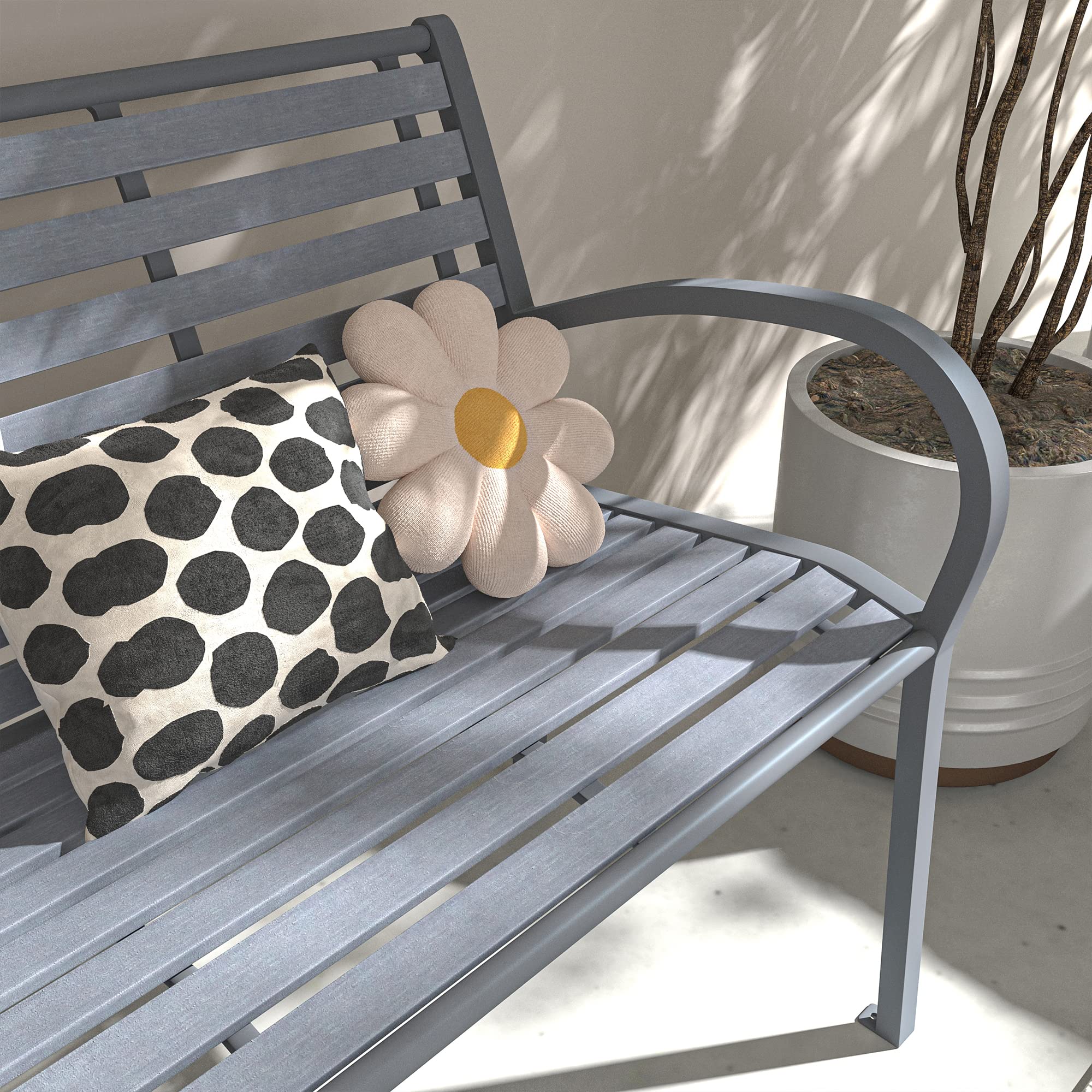 VICLLAX Outdoor Garden Bench for Outside, Waterproof Patio Metal Bench for Lawn, Porch, Backyard