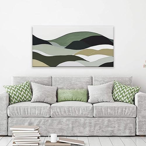 Miniatura 62 de TAIJXAGSG Arte abstracto de pared para sala de estar, lienzo moderno, decoración de pared, arte de pared verde, dormitorio, oficina, decoración