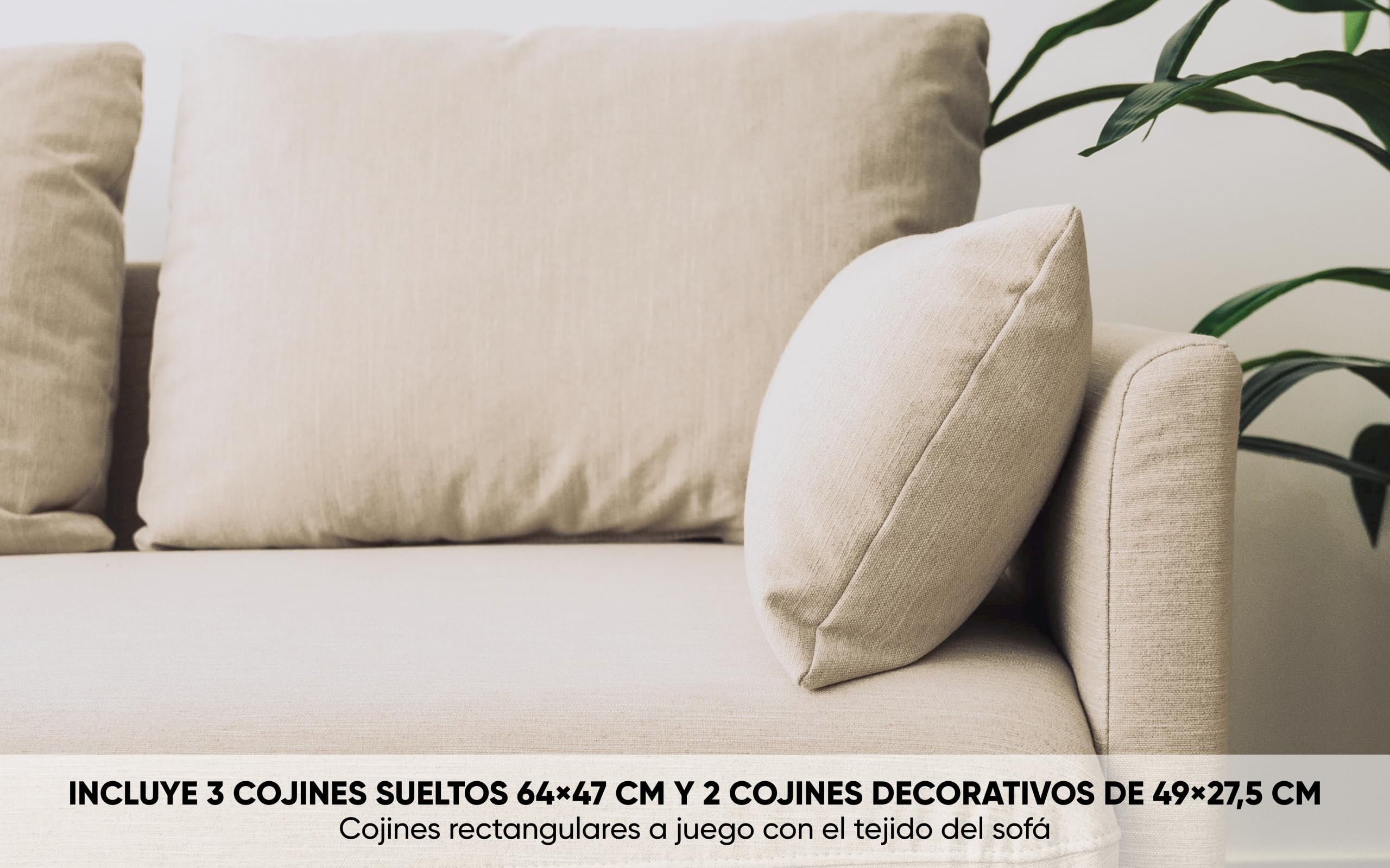 BUDWING Orlando Hogar Sofá Cama 3 Plazas Chaise Longue Esquinero Reversible Izquierda o Derecha con Arcón Tapizado Tela Beige Sofá de Salon Decoración de Hogar Cojines y Tapicería 221 x 162 x 90