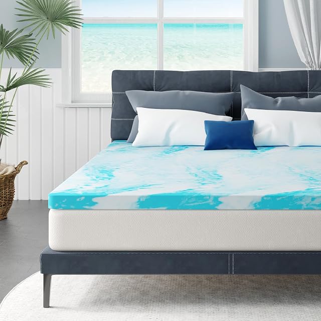Full Mattress Topper 3 Inch Memory Foam Mattress Topper with Cooling Gel Infusion, Mattress Topper in a Box, CertiPUR-US Certified, 54”x75”, Blue