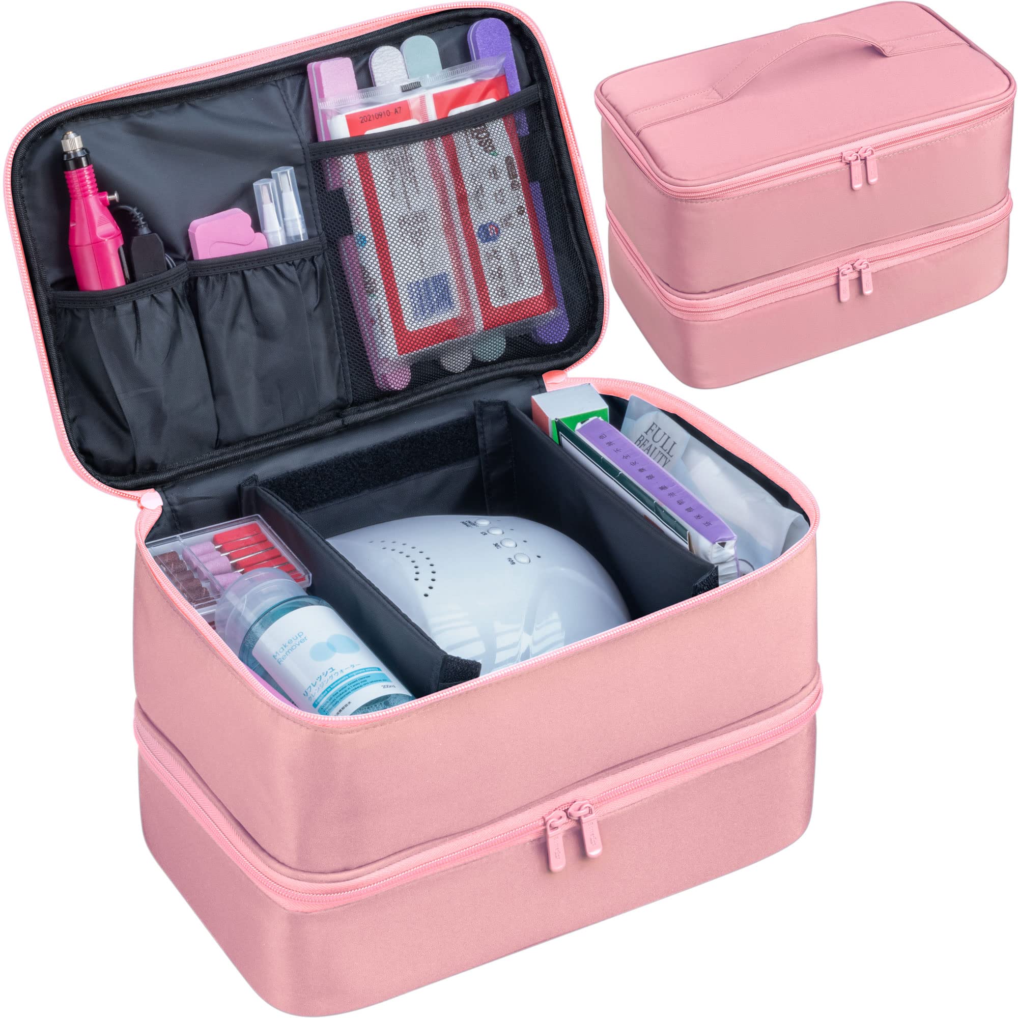 ButterFox Large Nail Polish Organizer Storage Case, Fits Nail Lamp Dryer and 40-50 Nail Polish Bottles (0.5 fl oz - 0.3 fl oz), Gel Nail Polish Kits Supplies Bag