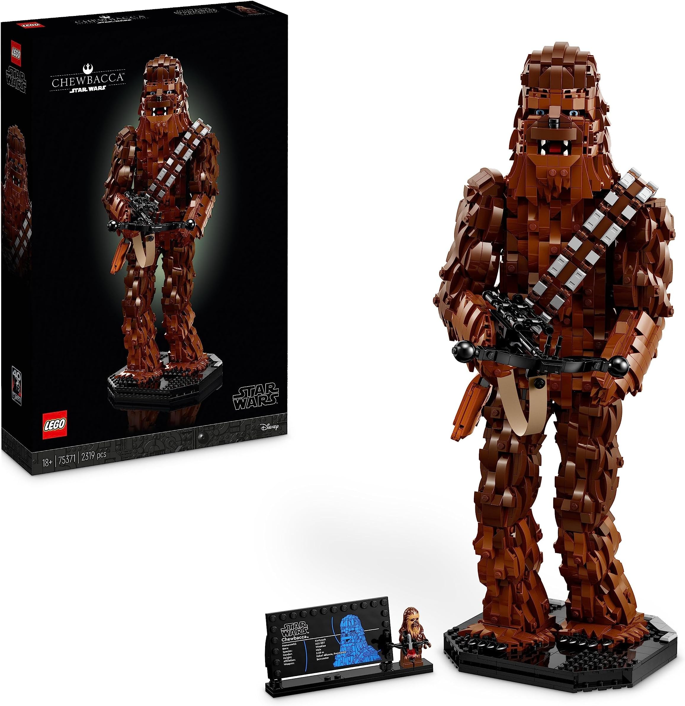 Star Wars Chewbacca Set, Collectible Wookiee Figure with Bowcaster and Minifigure, Return of the Jedi 40th Anniversary Model Kit for Adults, Father's Day Treat, Gift for Men & Women 75371