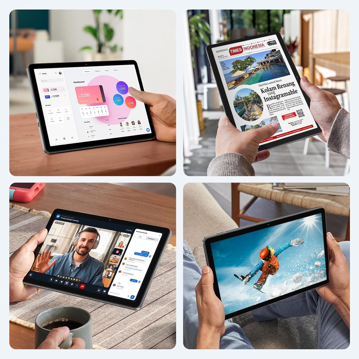 Android 15 Tablet, 10 Inch Tablets Android, Octa-Core, 24GB(8+16) RAM+128GB ROM+1TB Expand, 1280x800 IPS Display, HD Touchscreen, Widevine L1, GPS, 2.4G/5G WiFi, 5MP+8MP Camera, 6000mAh, BT 5.4, Gray - Image 6