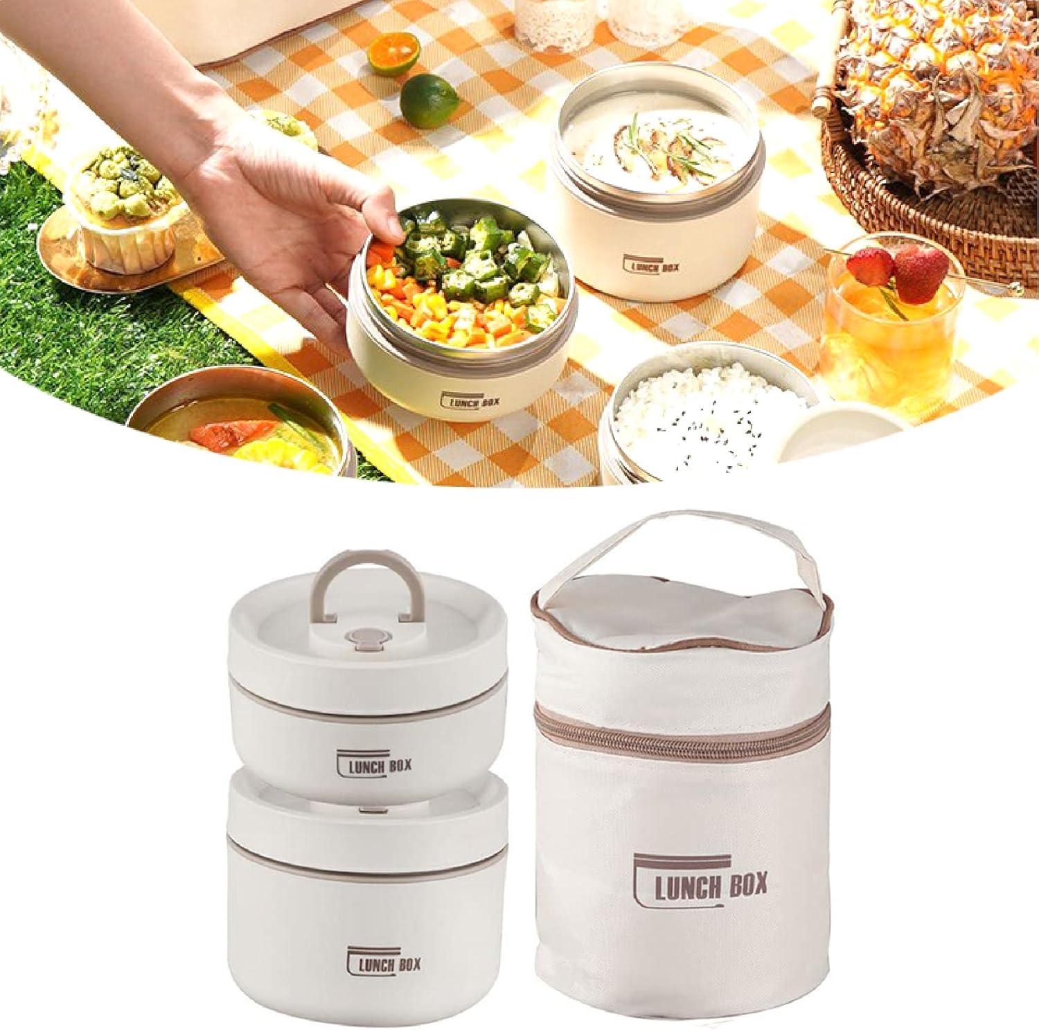 AHSRW Portable Insulated Lunch Container Set 4 Tier,Insulated Lunch