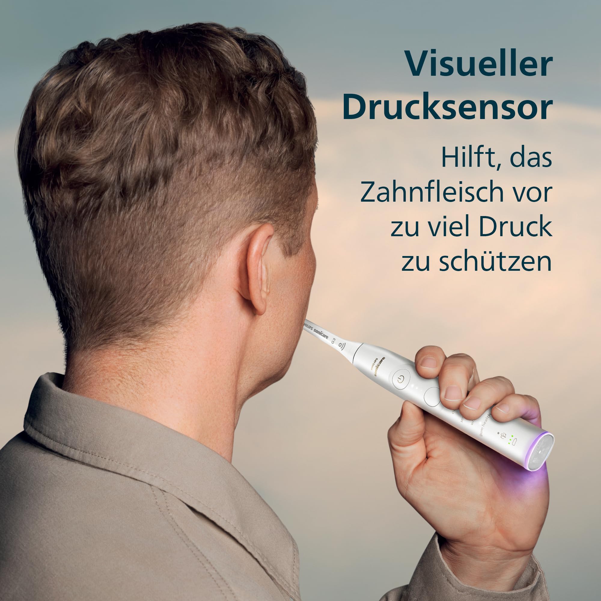 Philips Sonicare 7100 elektrische Zahnbürste, Schallzahnbürste mit App, 4 Putzmodi und 3 Intensitätsstufen, Andruckkontrolle, EasyStart, SmarTimer, Weiß, Modell HX7420/02 [Neue Technologie]