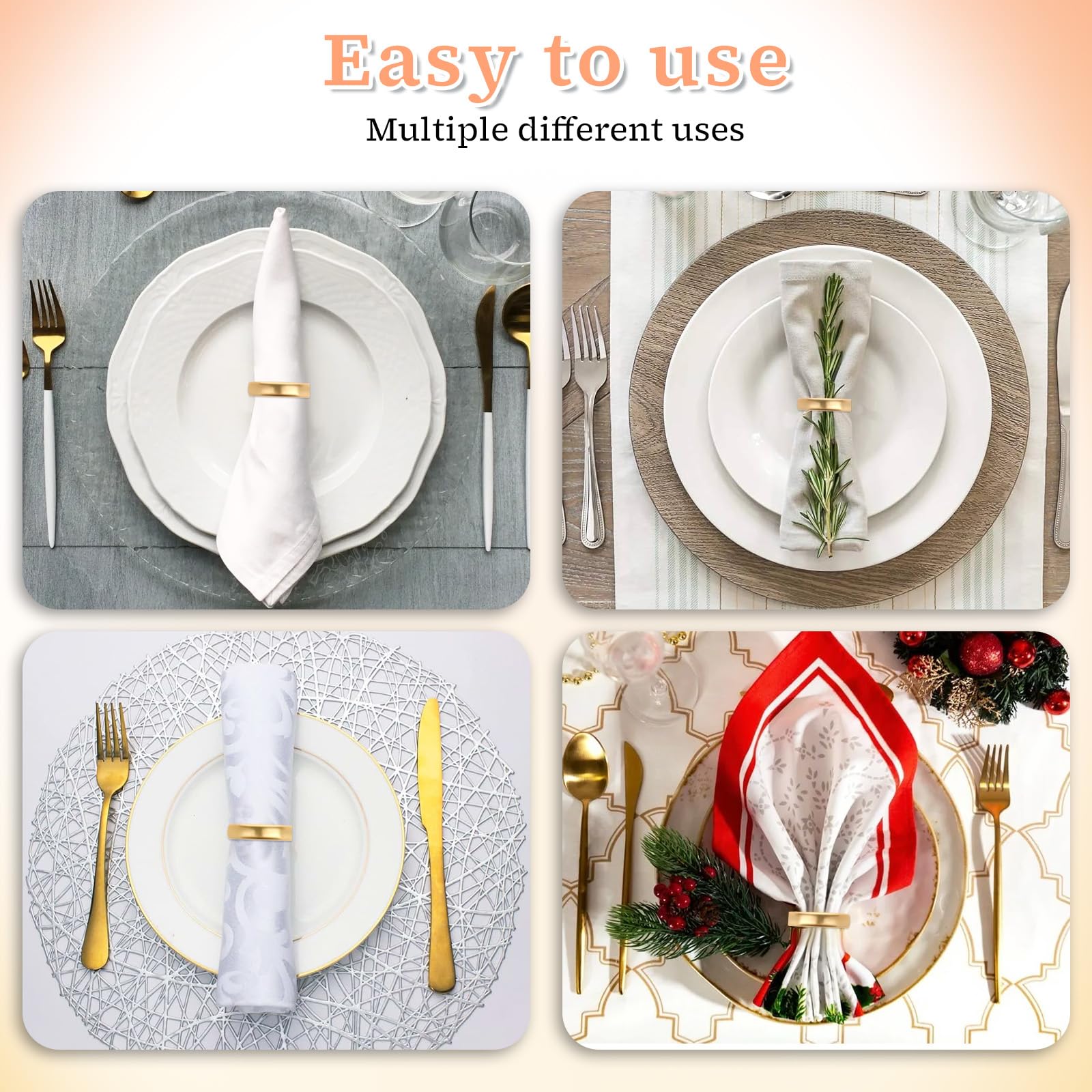 8PCSゴールドナプキンリング、スパイラルナプキンリングバックル誕生日