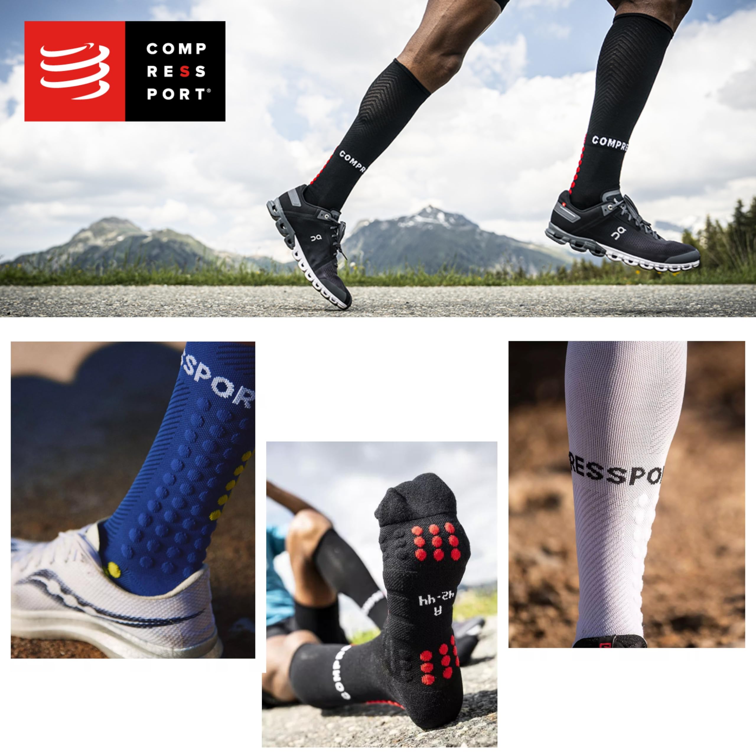 COMPRESSPORT Full Socks Run Calcetines de Compresión-Soporte Muscular-Running y Triatlón para Entrenamiento y Competición Unisex Adulto