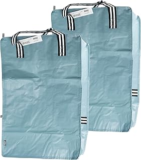 Ikea GORSNYGG 604.992.61 Large Trunk Carrier Bags FRACTA Style Light Blue with Striped Handles, 40 x 30 x 60 cm, 72 L, 604.992.61 - Pack of 2