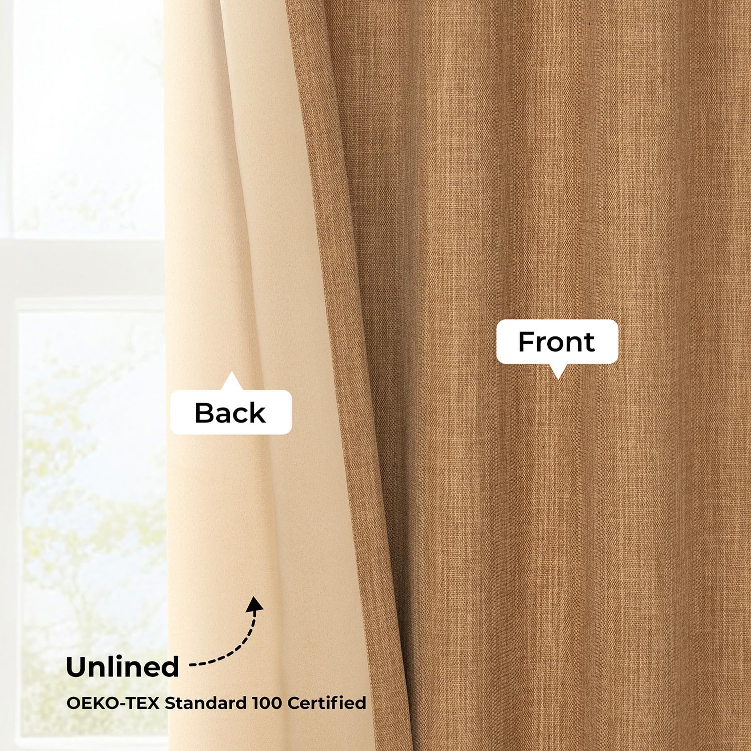 HPD Half Price Drapes - Grommet Faux Linen Curtains for Living Room (1 Panel) - 50W X 84L - Textured Room Darkening Curtains for Bedroom 84 Inches Long - Drapes for Home Decor, Butterscotch
