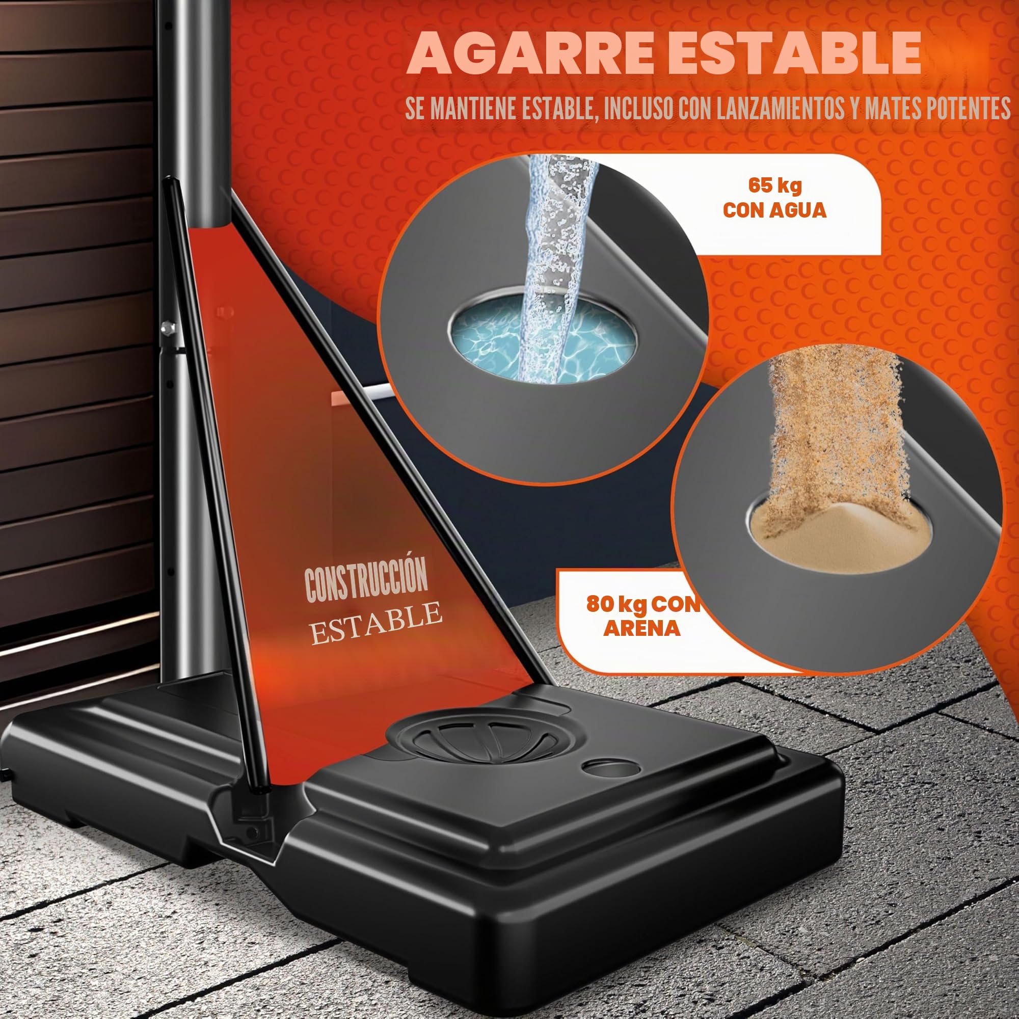 KESSER Canasta de Baloncesto Premium 230-305 cm Altura Regulable Base Ruedas Balón Inflador