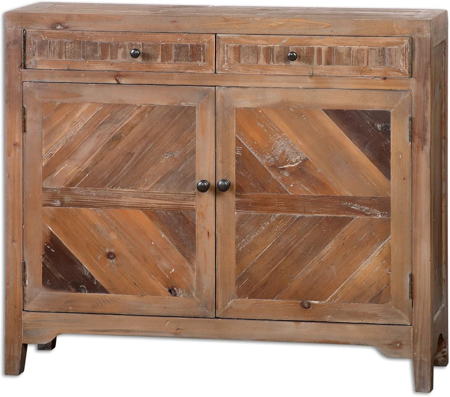 Rustic Reclaimed Fir Wood Console with Swing-Out Drawers