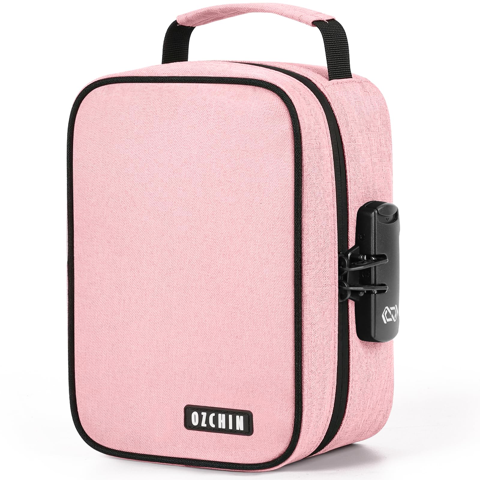 OZCHIN Smell Proof Bag with Combination Lock File Organizer Case Container Medicine Odorless Storage Lock Box Great Gift for Friend (Pink 1, M)