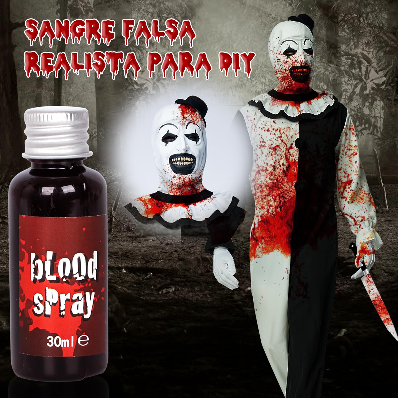 IEEILULU Disfraz Payaso Asesino Hombre, Disfraz Payaso Terror Hombre Conjunto de Disfraz Payaso Terrifier con Mono Negro Blanco y Máscara de Sombrero de Payaso Terrifier para Halloween Carnaval