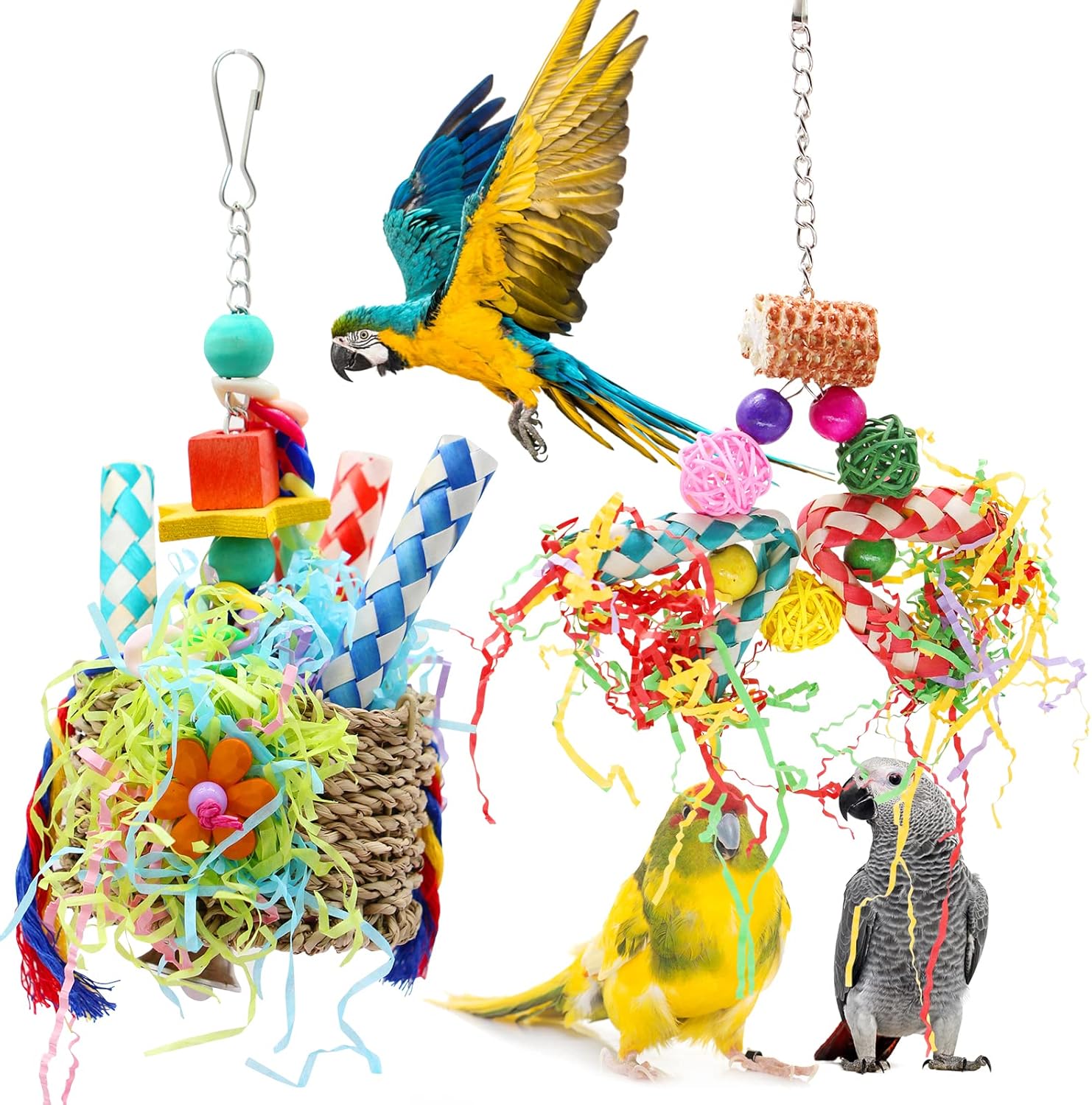MYMULIKE Bird Toys Bird Shredding Foraging Toys Parakeet