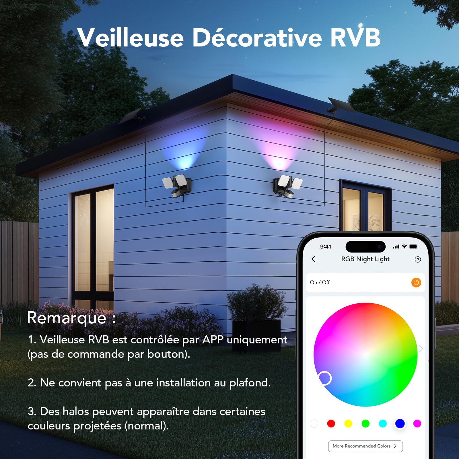 Linkind Projecteur Led Extérieur Connectée à Double Alimentation, Lampe 25W/3000LM Alimenté par Solaire & CA, Applique Extérieure IP65 avec Détecteur de Mouvement, Minuterie & Veilleuse RGB