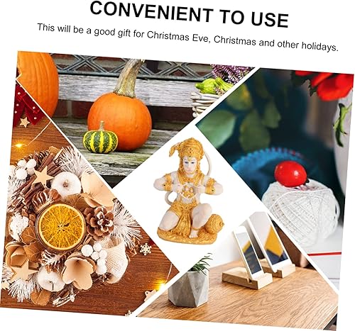 Miniatura 2 de Hanuman Idol Zen Hindu Monkey Estatua Hanuman tablero de instrumentos de coche Decoración de mesa Estatua de mono arrodillado Estatua de resina